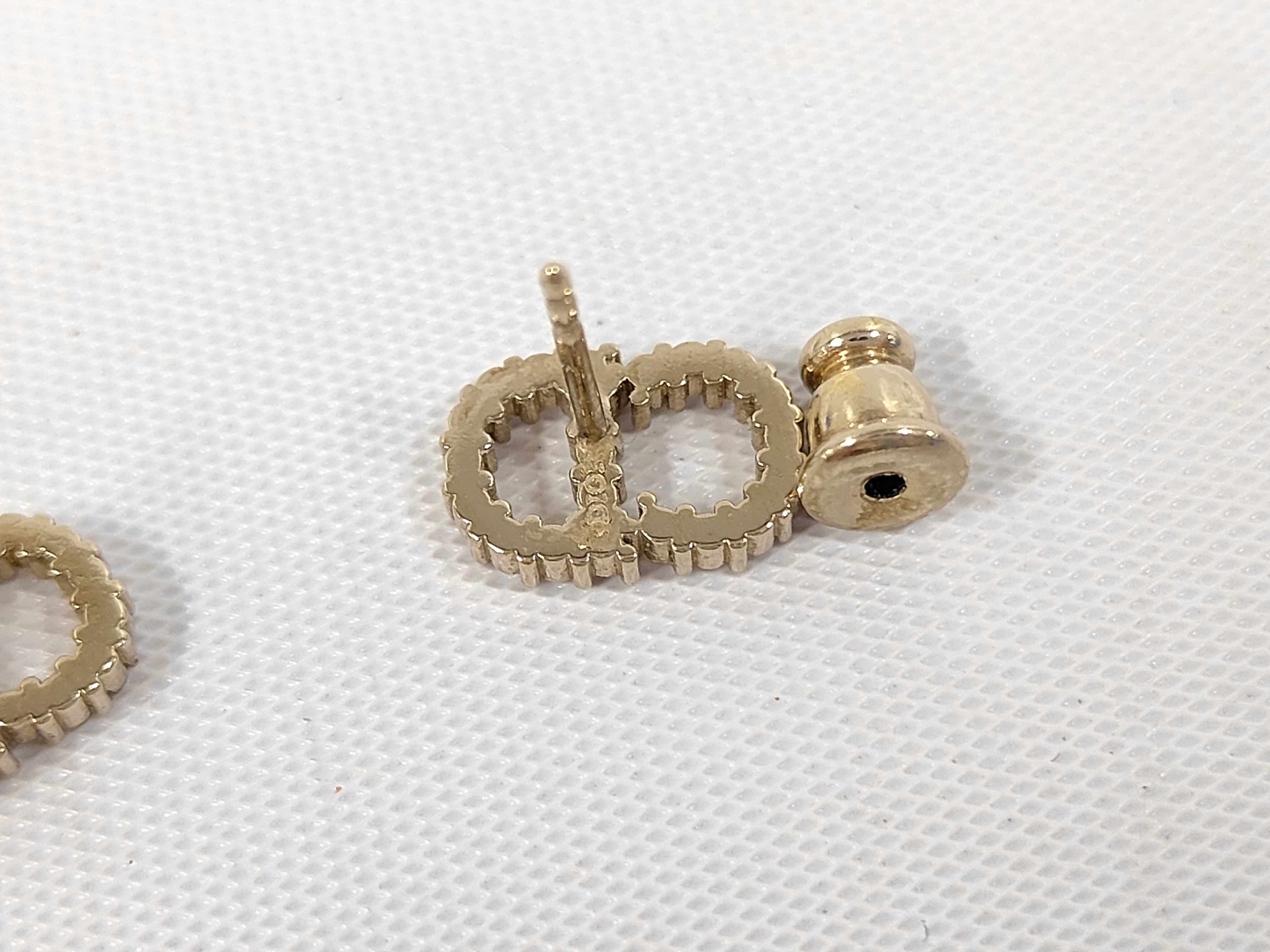 CD Logo Rhinestone Gold Earrings — view 5
