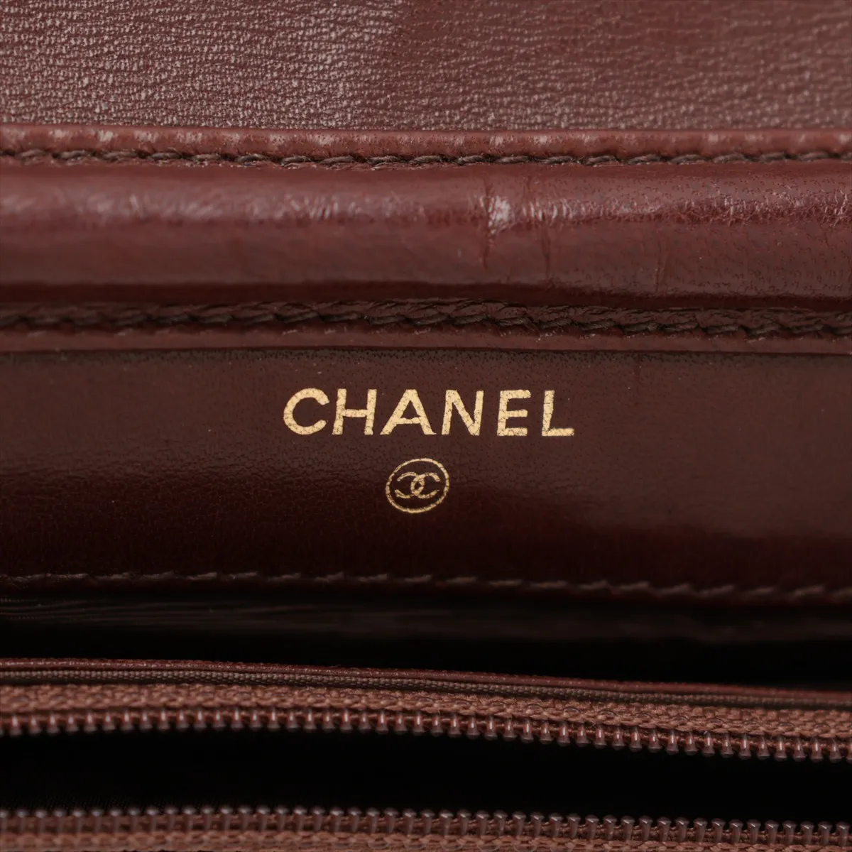 Coco Mark Suede Chain Wallet, Brown with Gold Hardware, 3704073, Series 3 — view 12