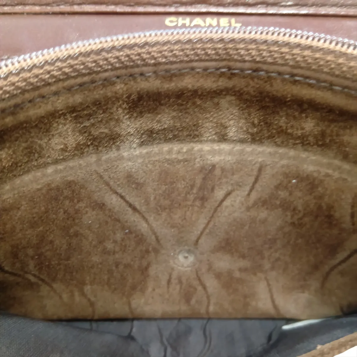 Coco Mark Suede Chain Wallet, Brown with Gold Hardware, 3704073, Series 3 — view 15