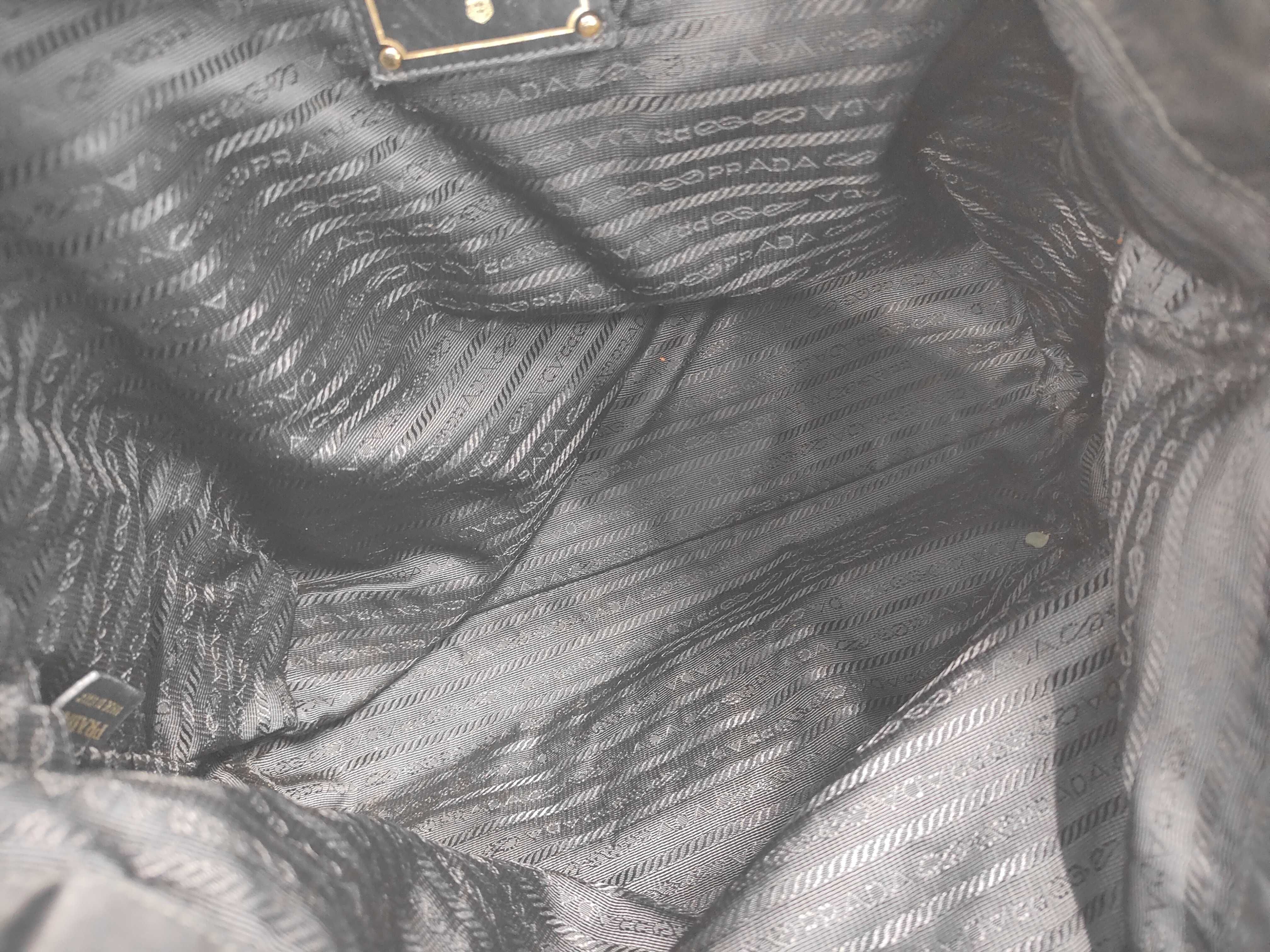 Nylon x Leather Black Logo Gold Tote Bag — view 7