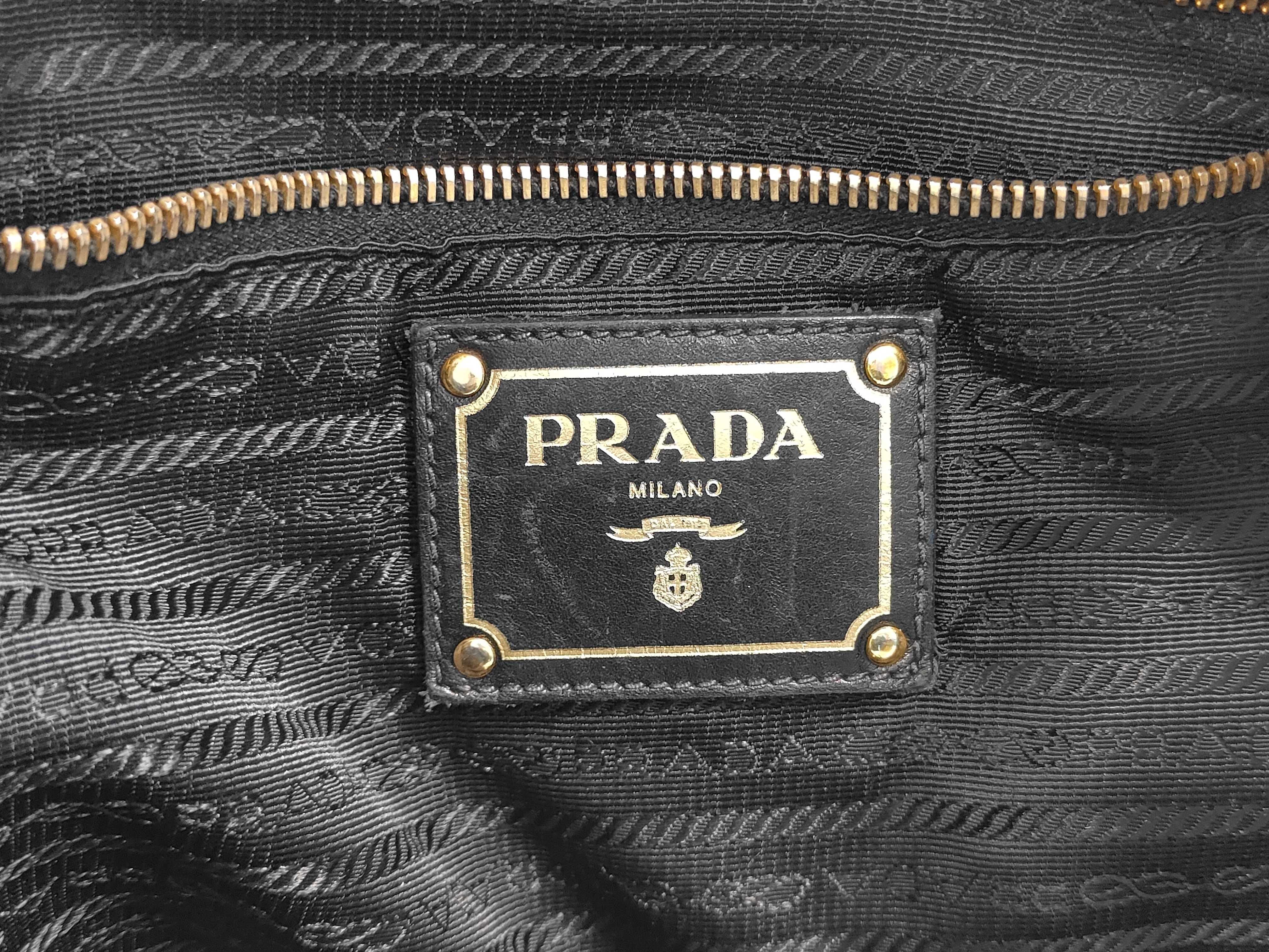 Nylon x Leather Black Logo Gold Tote Bag — view 8