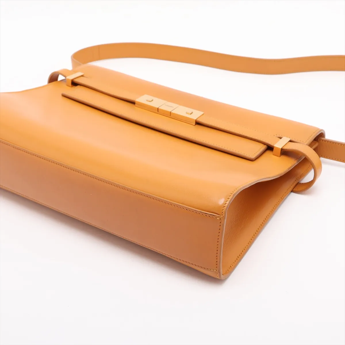 Manhattan 579271 Leather Shoulder Bag, Yellow — view 3