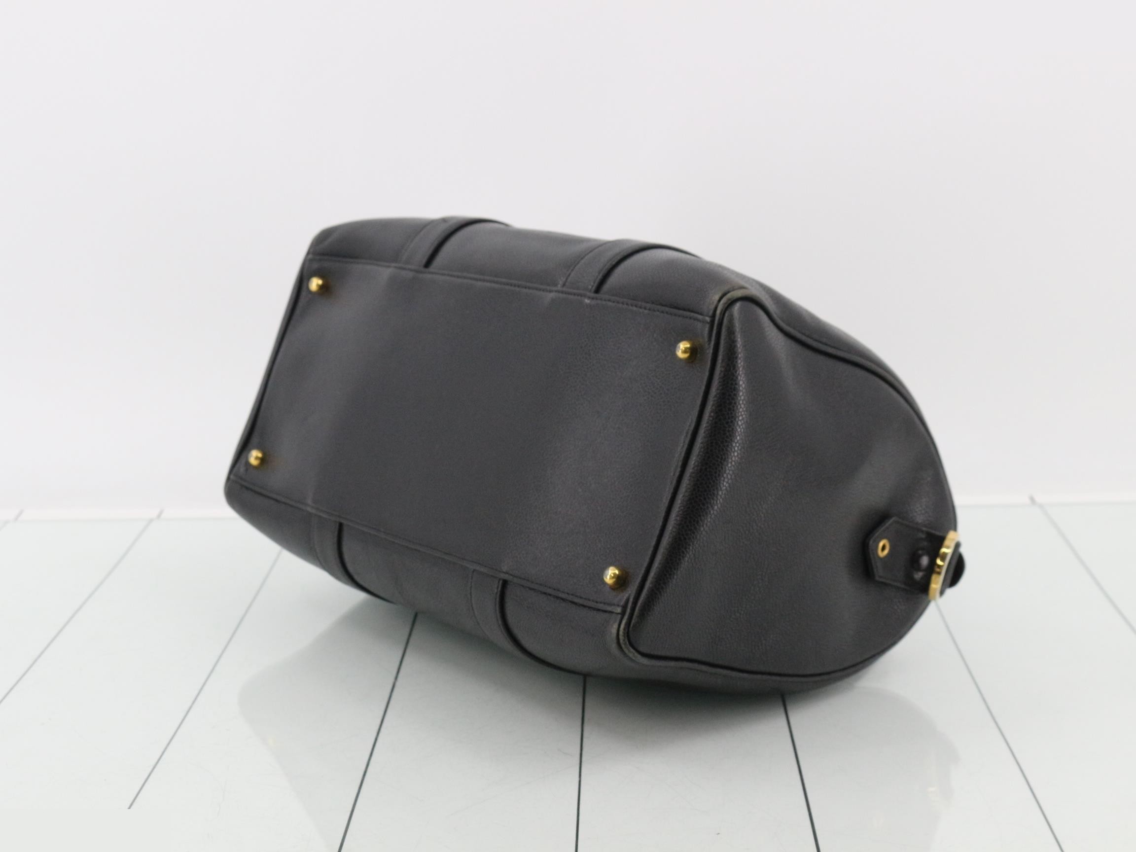 Coco Mark Classic Duffle Bag, 2-Way, Caviar Leather, Black, Series 4, W35 — view 6