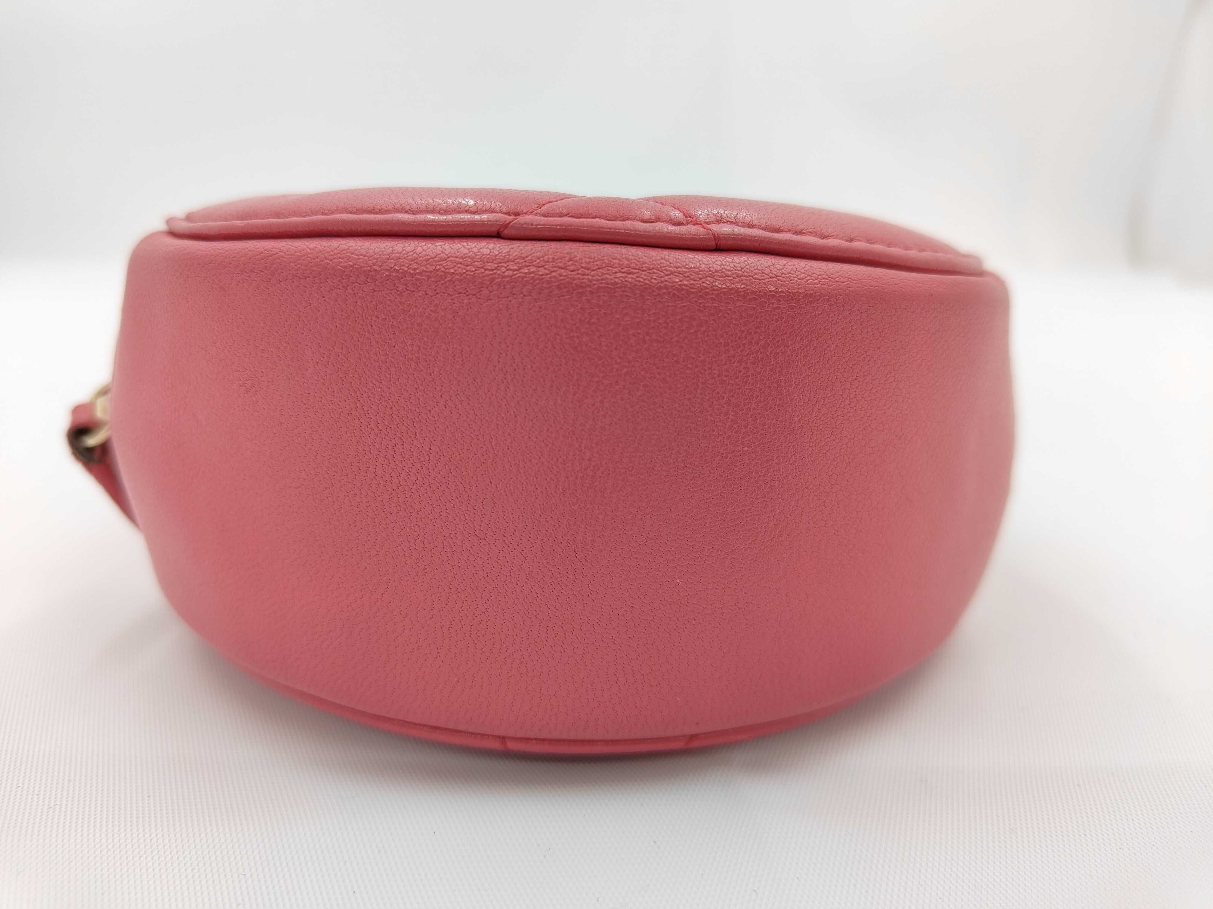 Hot Pink Lambskin Leather Bag with Silver Hardware, Gold Plated Hardware, and Ruthenium Hardware (Model 19, Series 29) - Round Shape, Chain Shoulder Bag — view 5