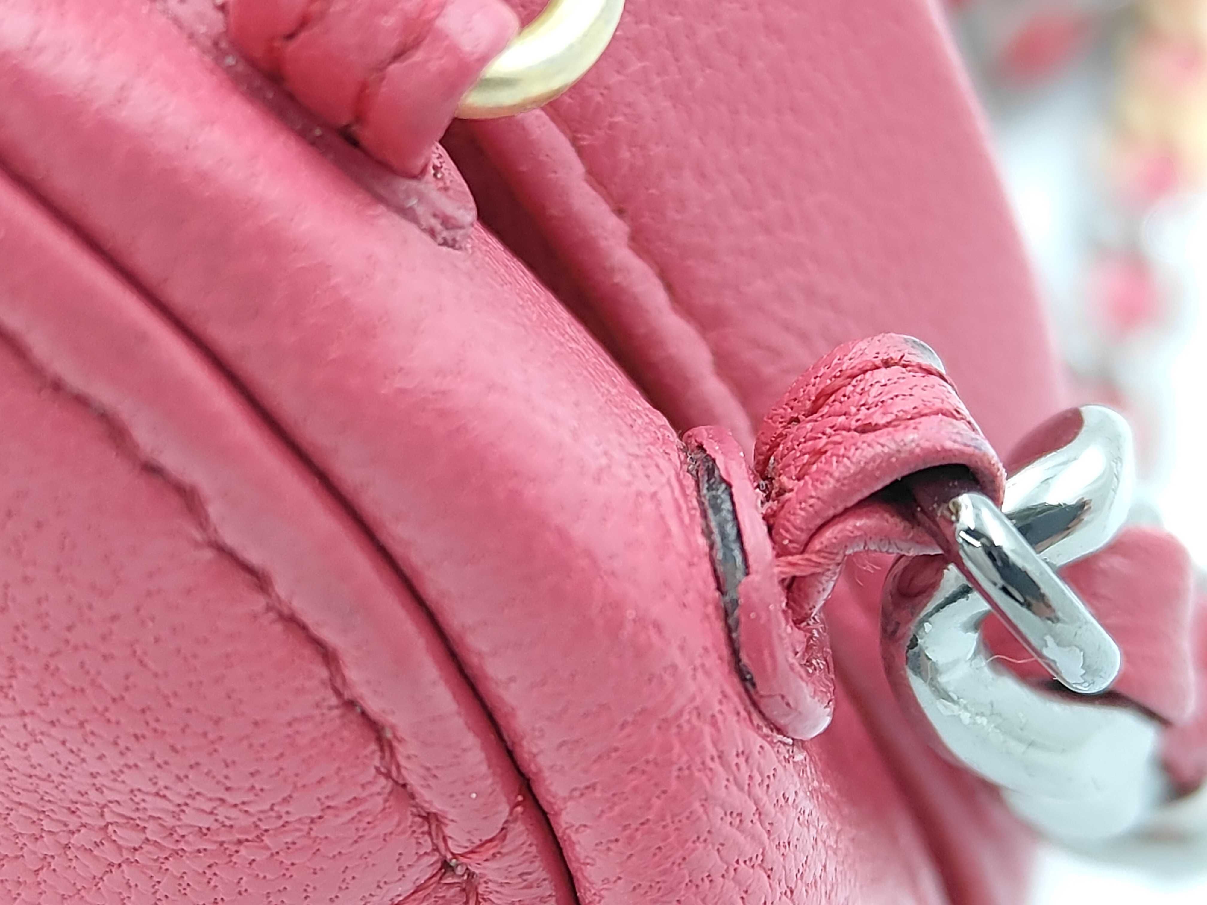Hot Pink Lambskin Leather Bag with Silver Hardware, Gold Plated Hardware, and Ruthenium Hardware (Model 19, Series 29) - Round Shape, Chain Shoulder Bag — view 7