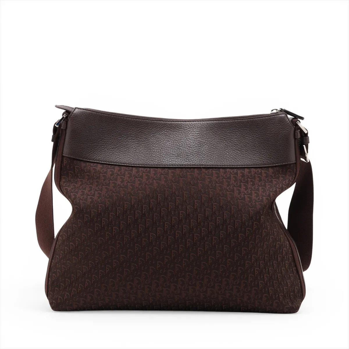Trotter Street Chic Canvas x Leather Shoulder Bag, Brown — view 2