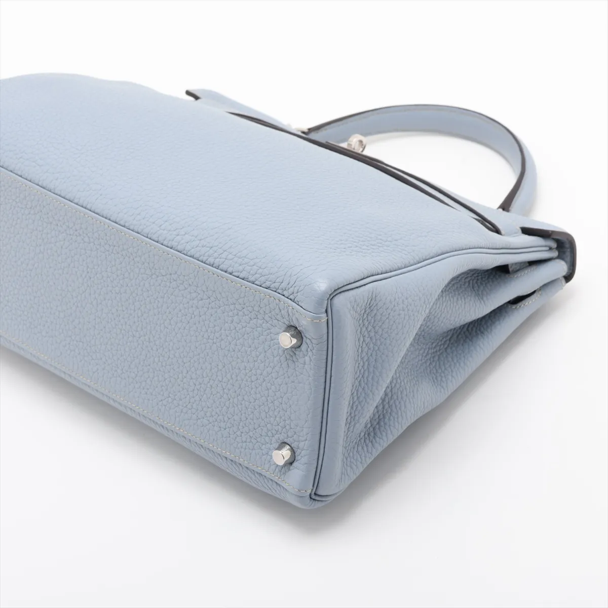 [Individually packaged] Hermes Kelly 32 Retournée Taurillon Clemence Blue Lin Silver Hardware Q: 2013 Different model strap — view 3