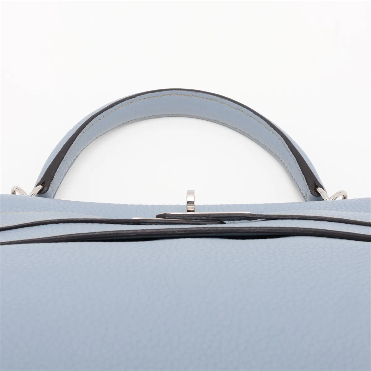 [Individually packaged] Hermes Kelly 32 Retournée Taurillon Clemence Blue Lin Silver Hardware Q: 2013 Different model strap — view 6
