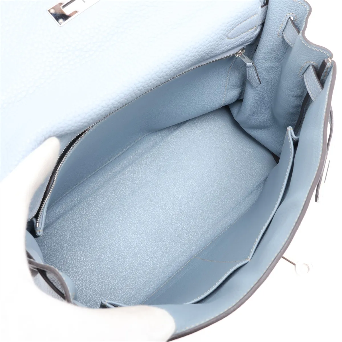 [Individually packaged] Hermes Kelly 32 Retournée Taurillon Clemence Blue Lin Silver Hardware Q: 2013 Different model strap — view 8