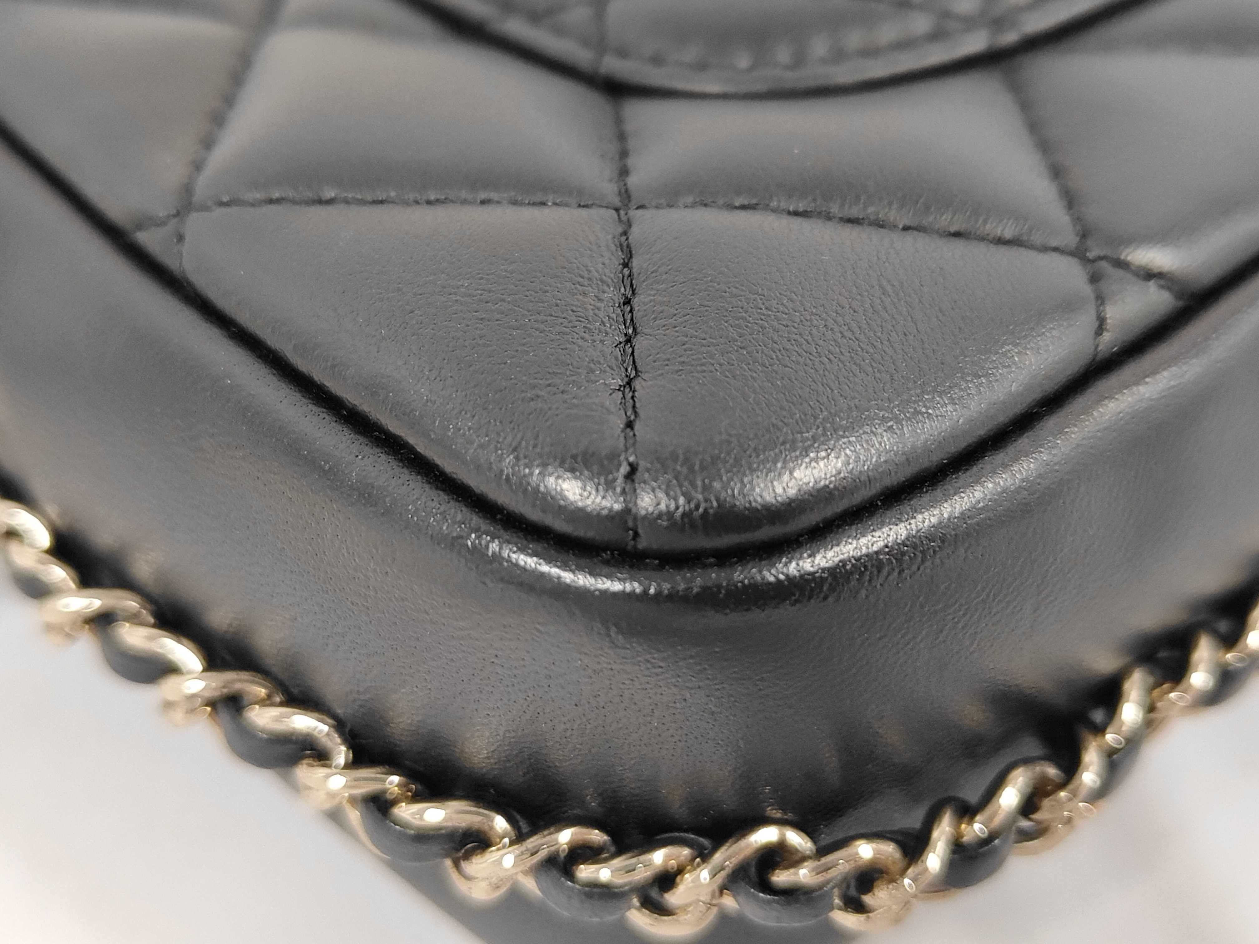 Matelassé Lambskin Chain Shoulder Bag, Pearl Black with Gold Hardware, Serial Number 29 — view 3