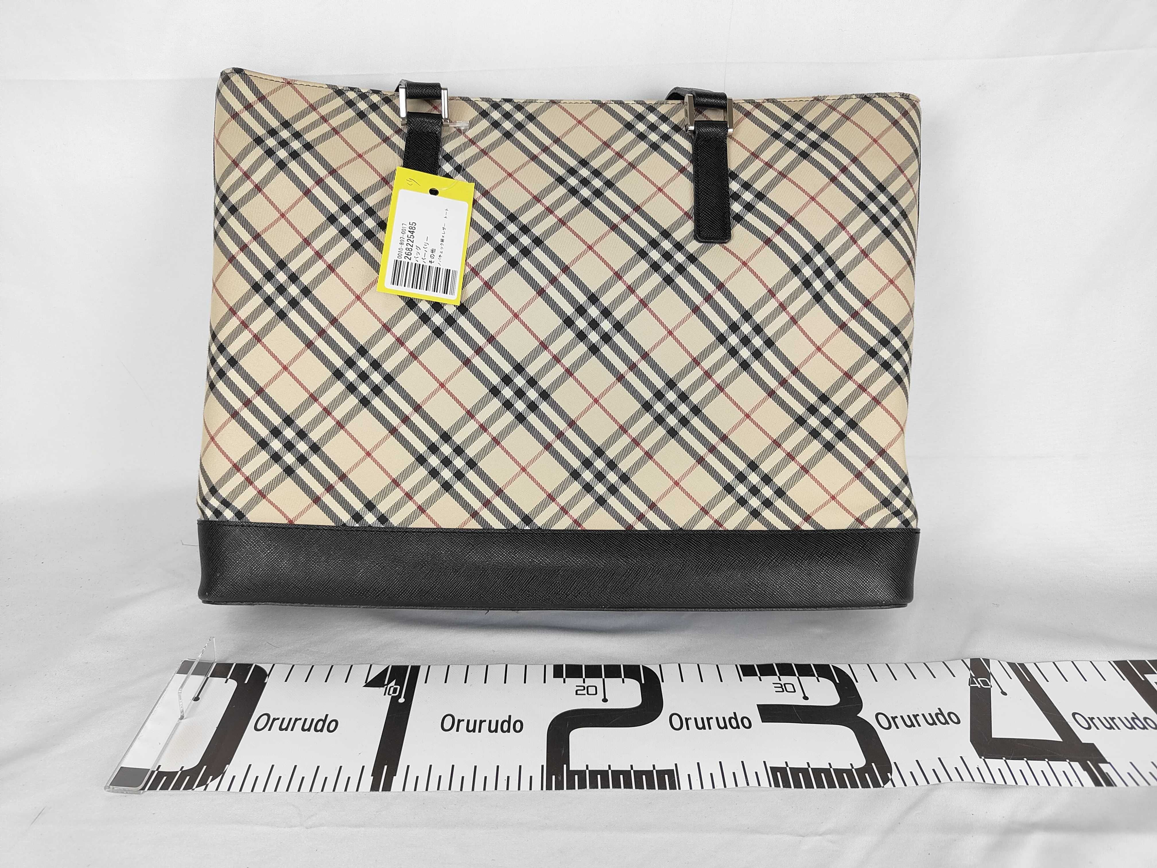 Nova Check Pattern x Leather Tote Bag — view 2