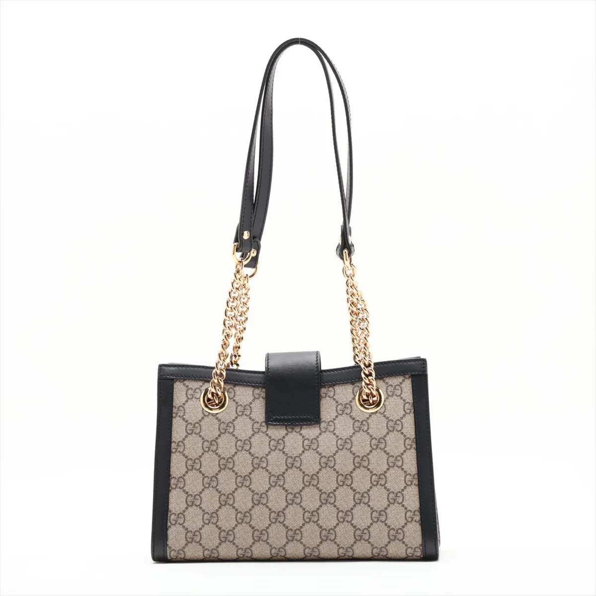 GG Supreme Padlock 498156 PVC x Leather Chain Shoulder Bag Beige x Black — view 2