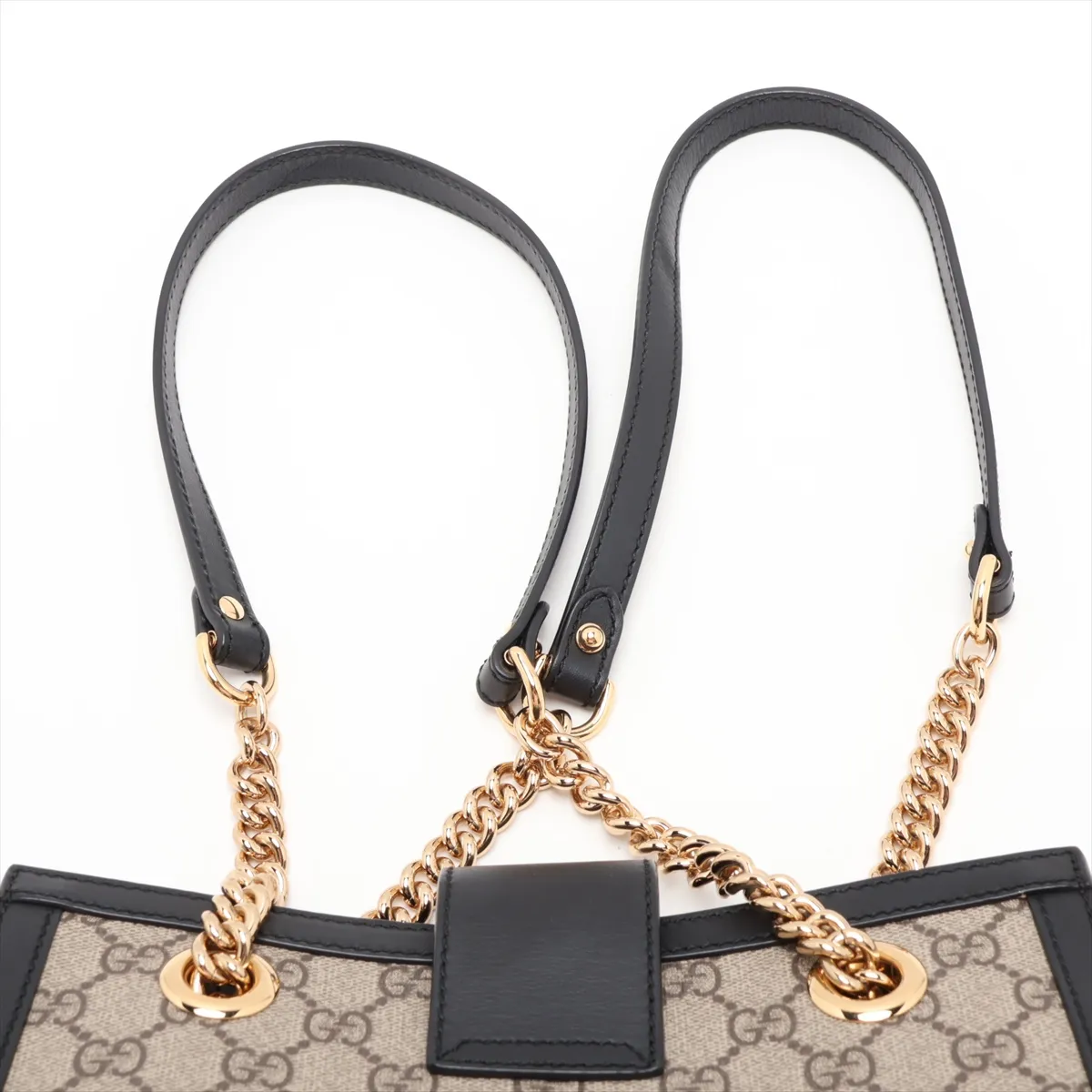 GG Supreme Padlock 498156 PVC x Leather Chain Shoulder Bag Beige x Black — view 6
