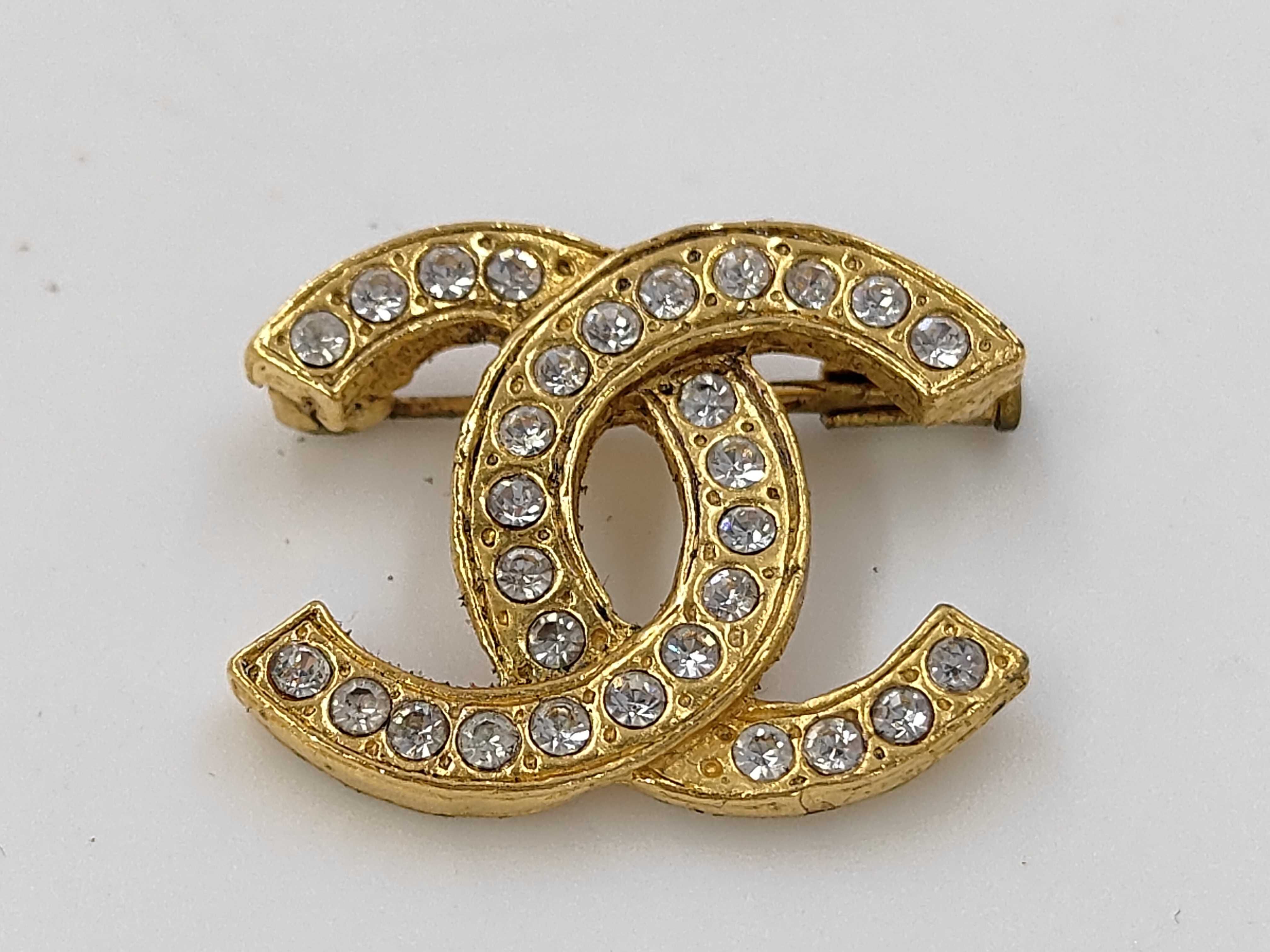 Brooch, Coco Mark, Rhinestone, Vintage, with some fading of the engraving.