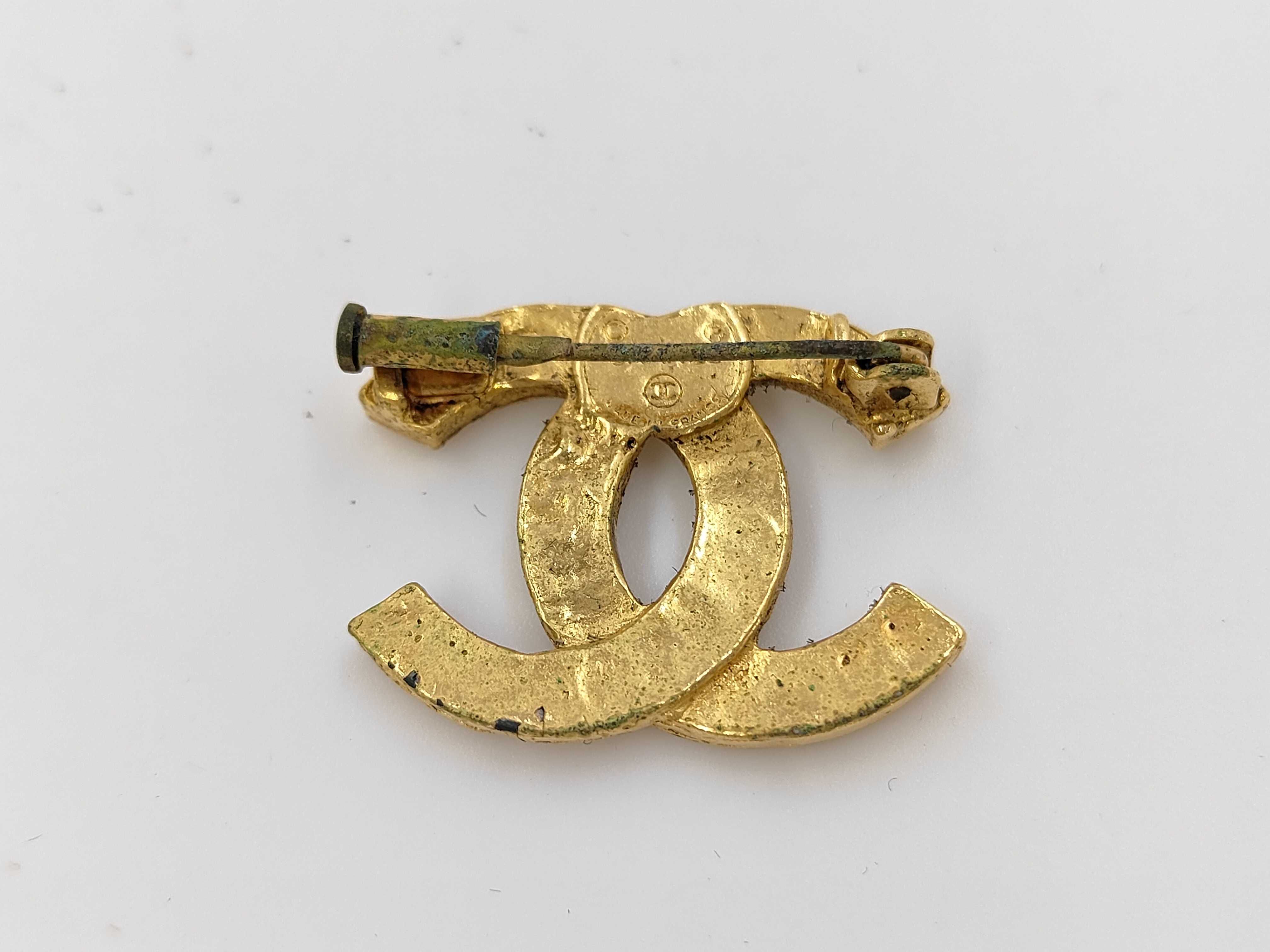 Brooch, Coco Mark, Rhinestone, Vintage, with some fading of the engraving. — view 2