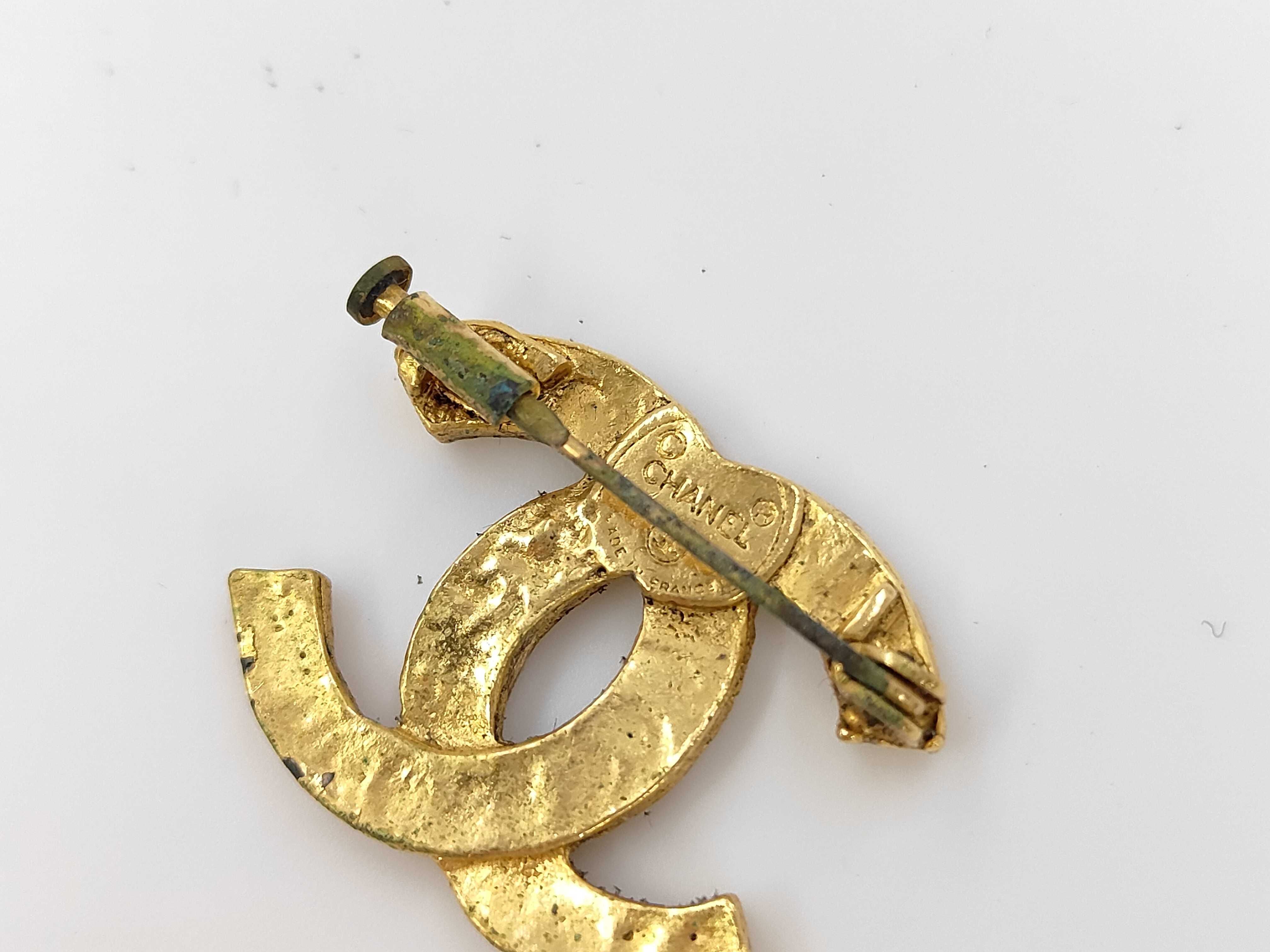 Brooch, Coco Mark, Rhinestone, Vintage, with some fading of the engraving. — view 4