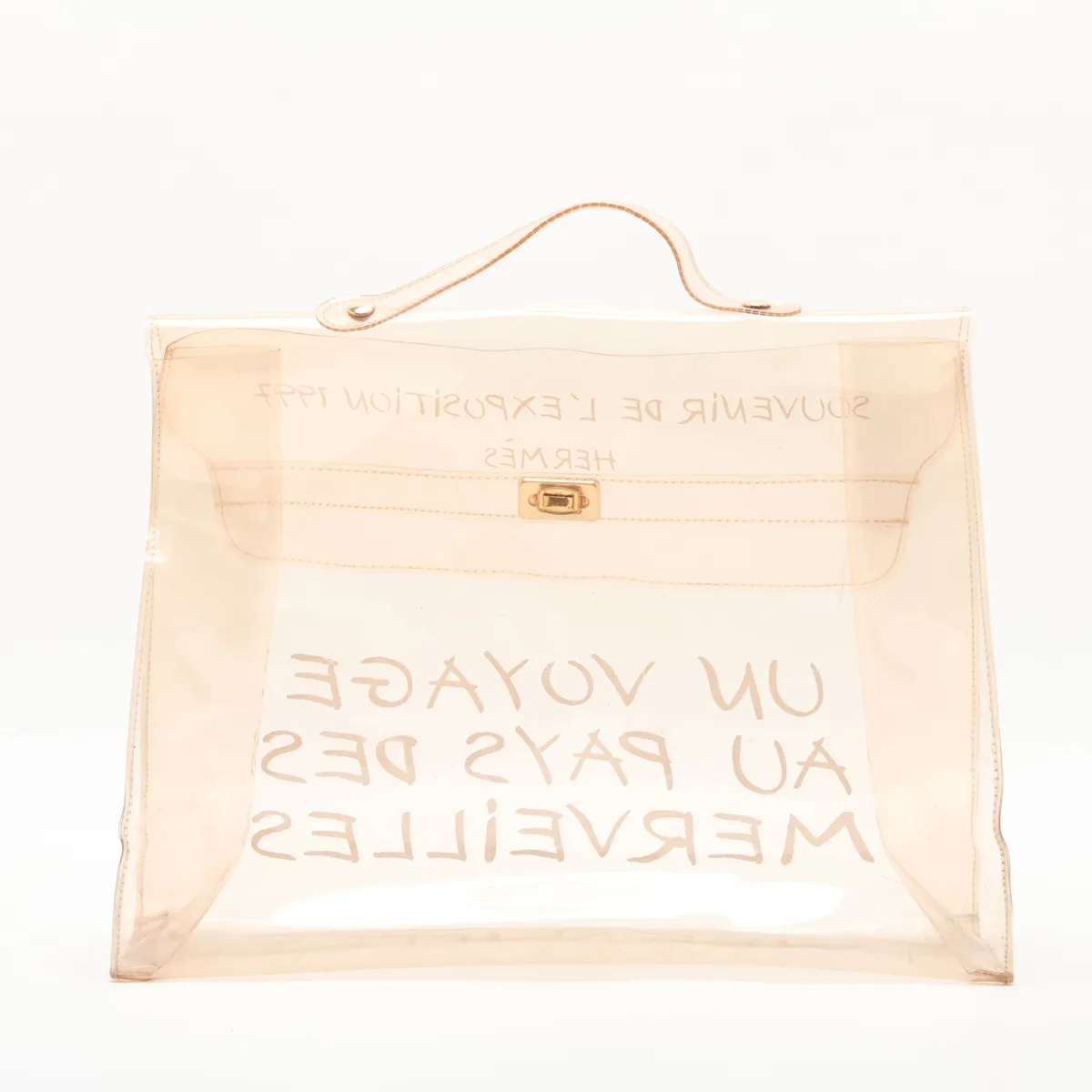 Vinyl Kelly bag, clear vinyl, gold hardware — view 2