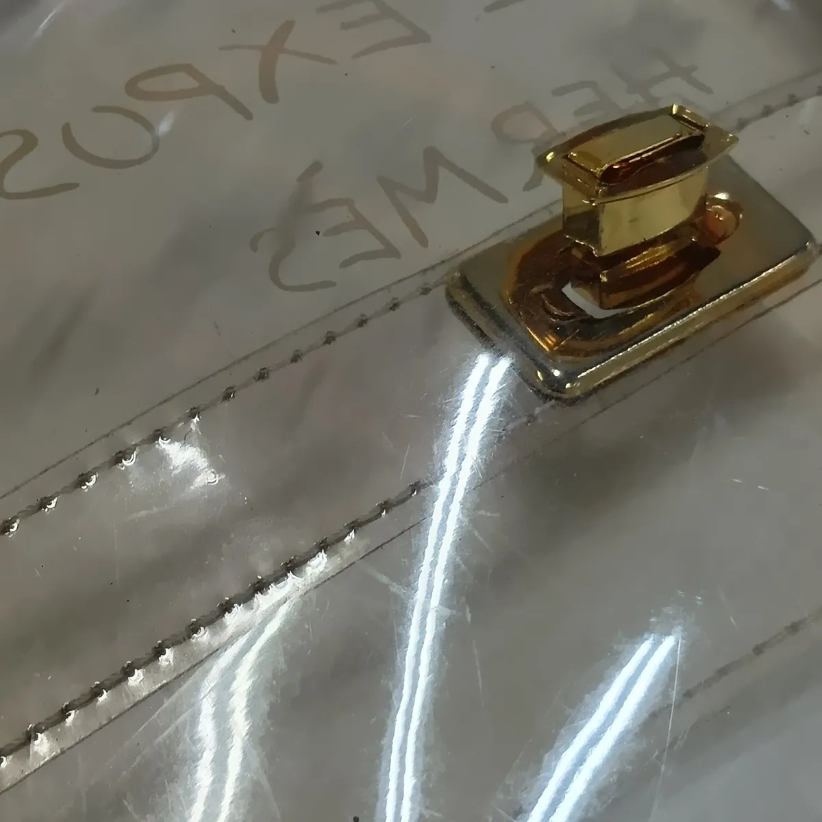 Vinyl Kelly bag, clear vinyl, gold hardware — view 12