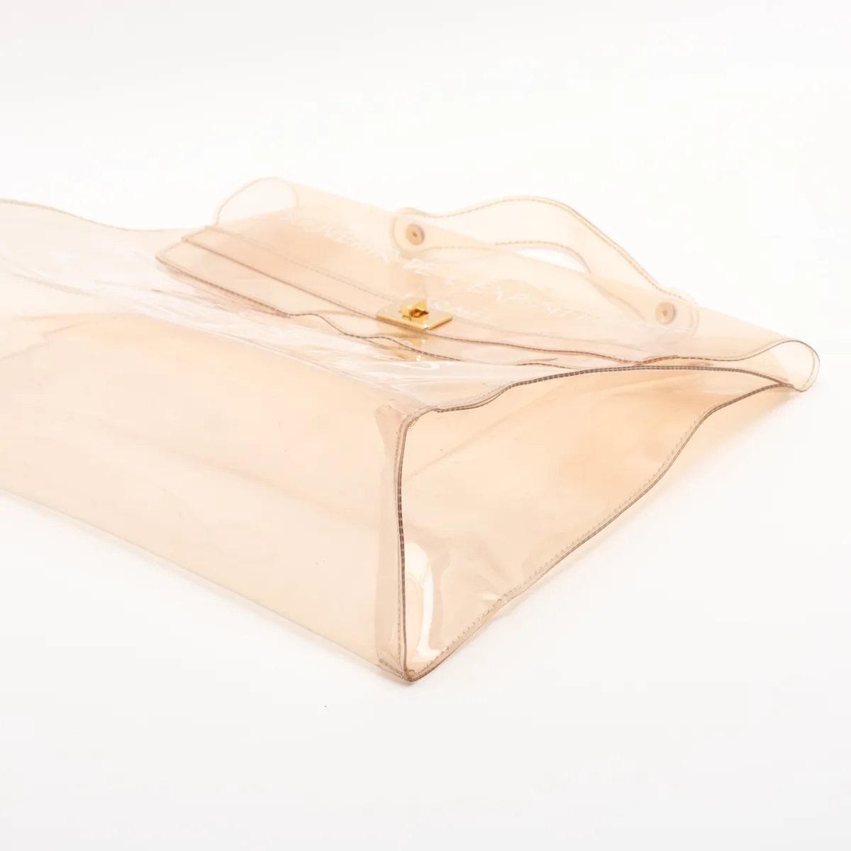 Vinyl Kelly bag, clear vinyl, gold hardware — view 3
