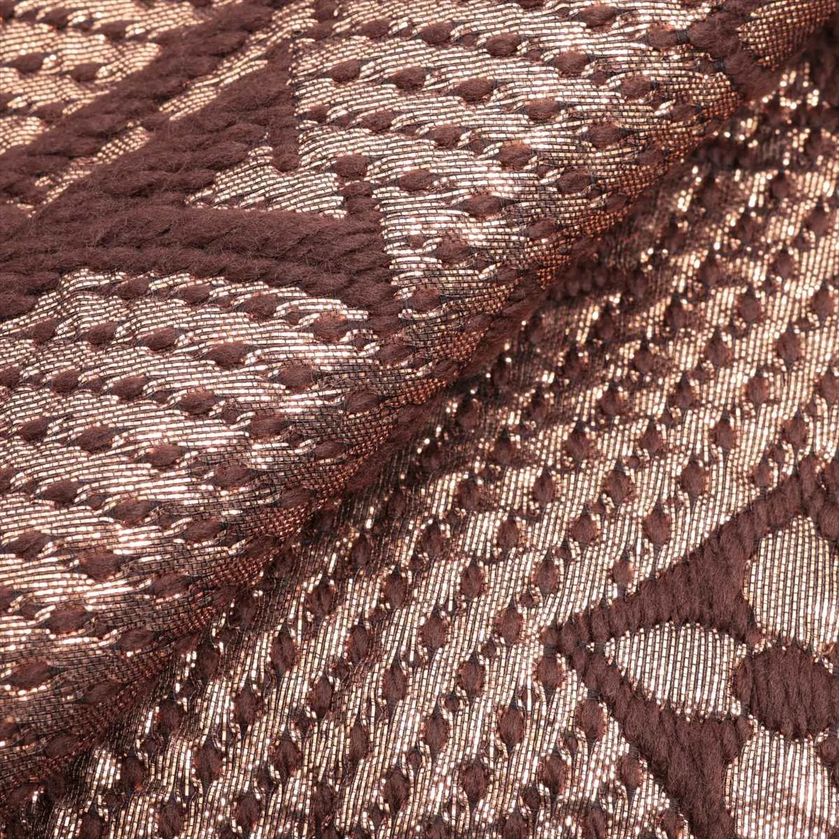 M71383 Echarpe Logomania Shine IS1220 Scarf, Wool x Silk x Polyester, Brown x Gold. Shows signs of wear, — view 2
