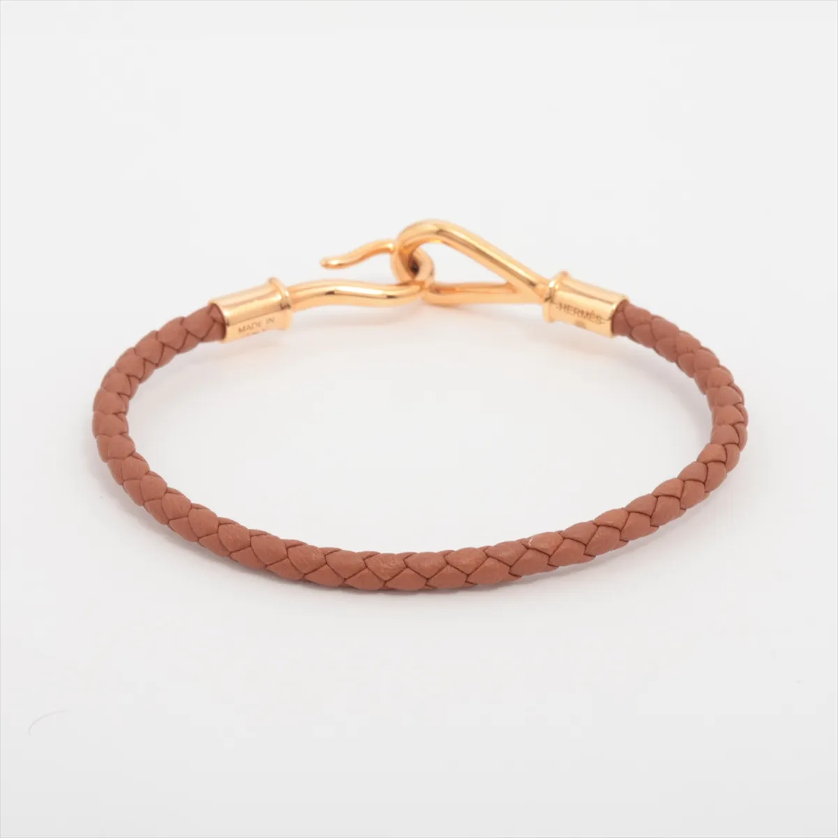 Jumbo Bracelet, GP x Leather, Brown, — view 2