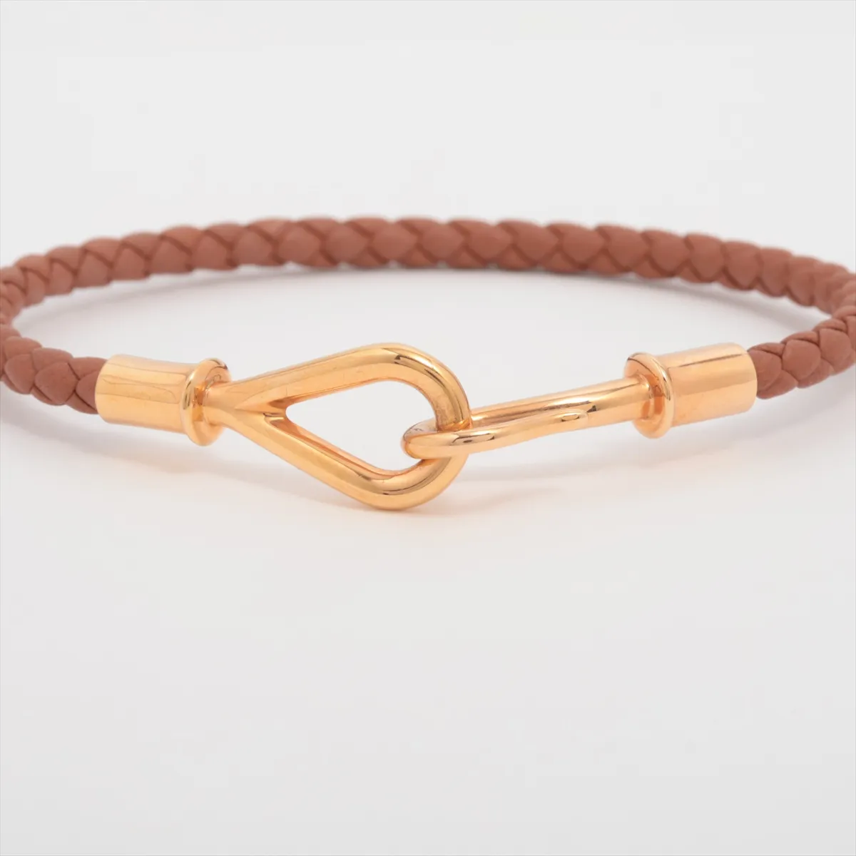 Jumbo Bracelet, GP x Leather, Brown, — view 3