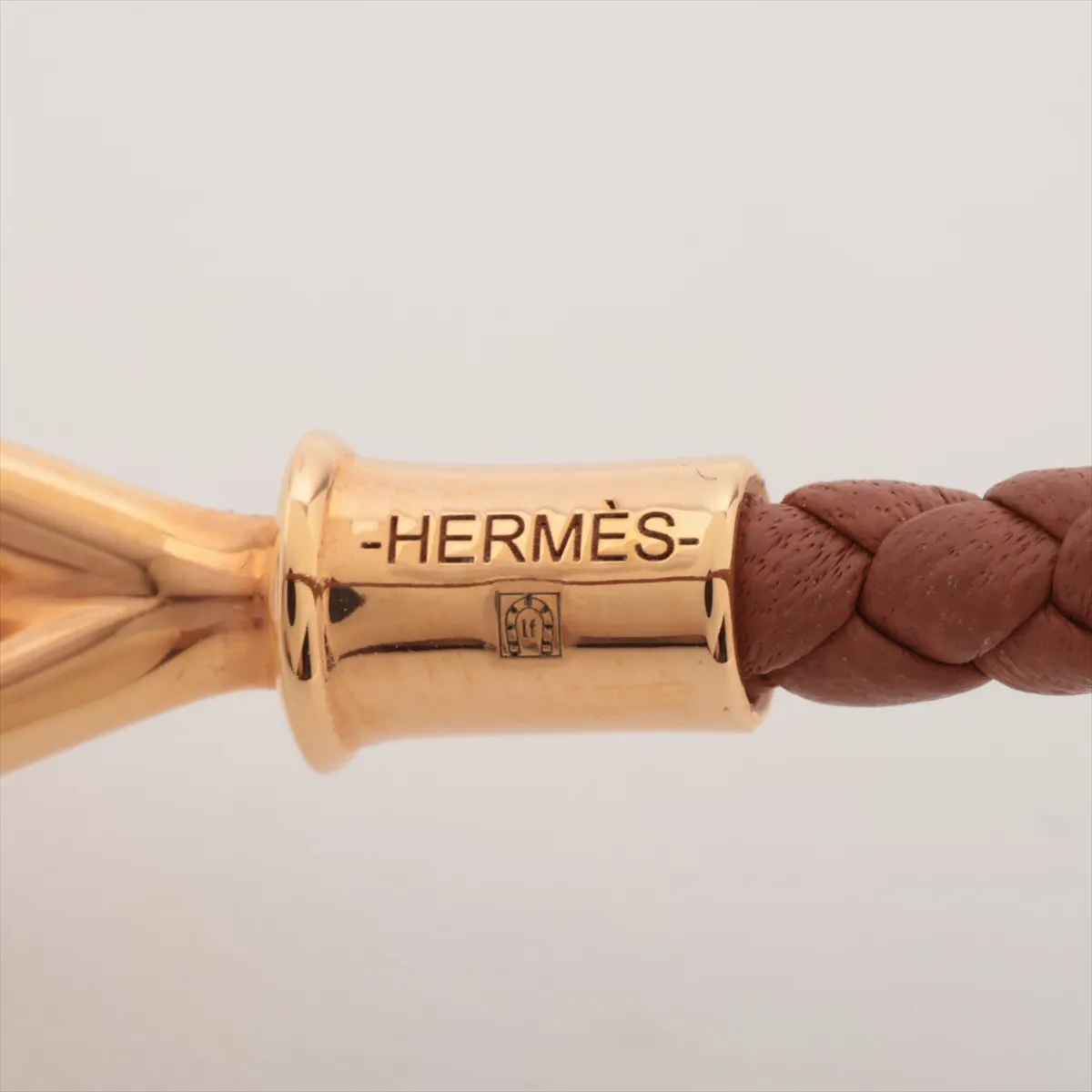 Jumbo Bracelet, GP x Leather, Brown, — view 6