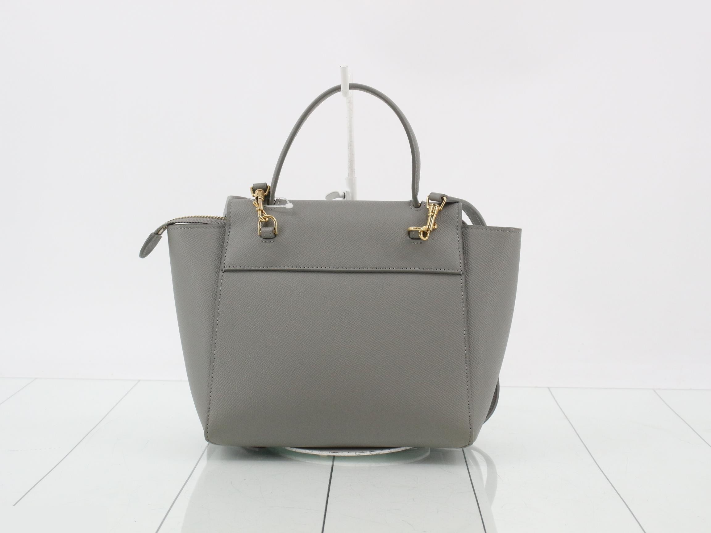 Belt bag, leather, 2-way, shoulder/handbag, gray — view 2