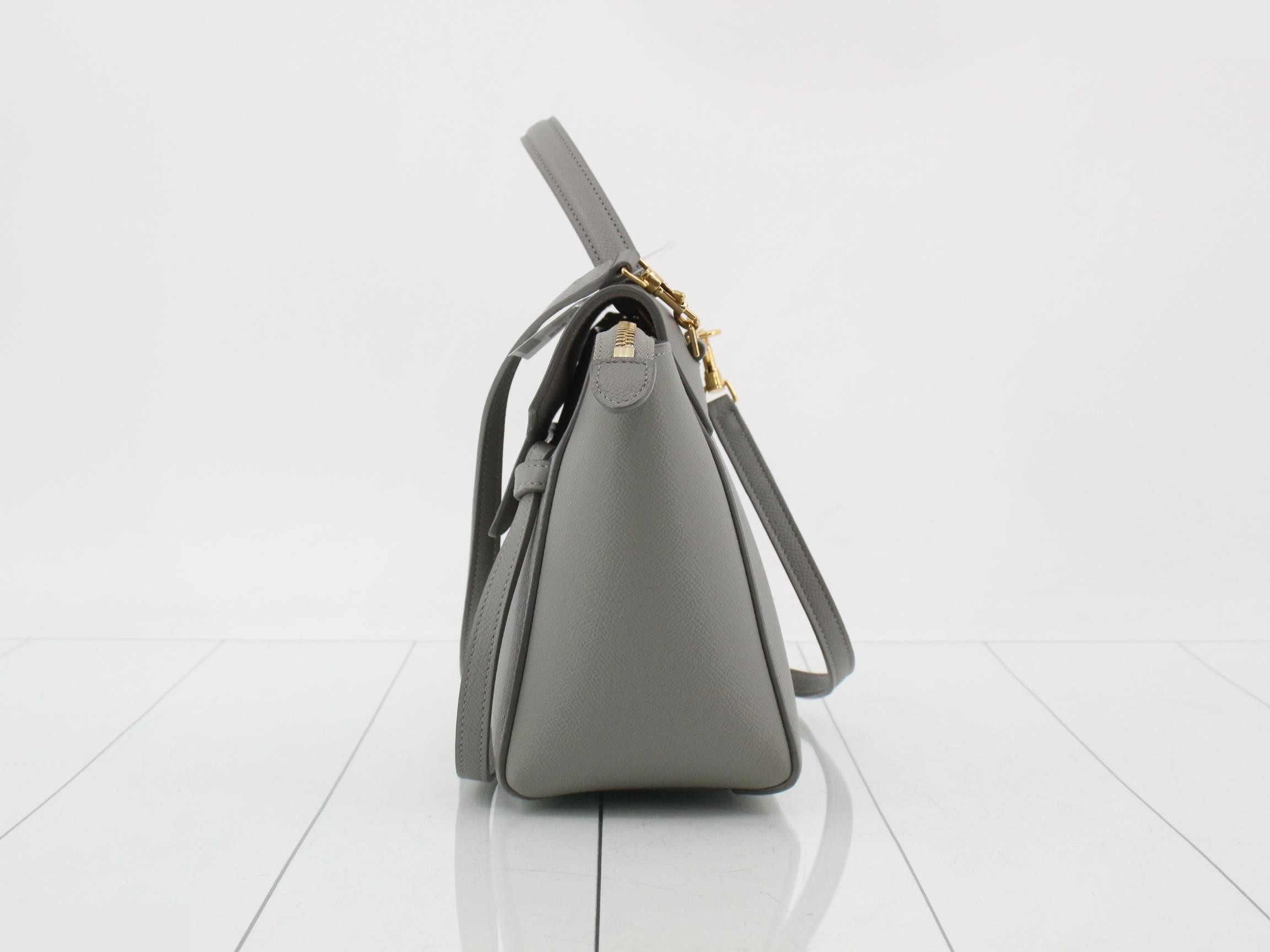 Belt bag, leather, 2-way, shoulder/handbag, gray — view 3