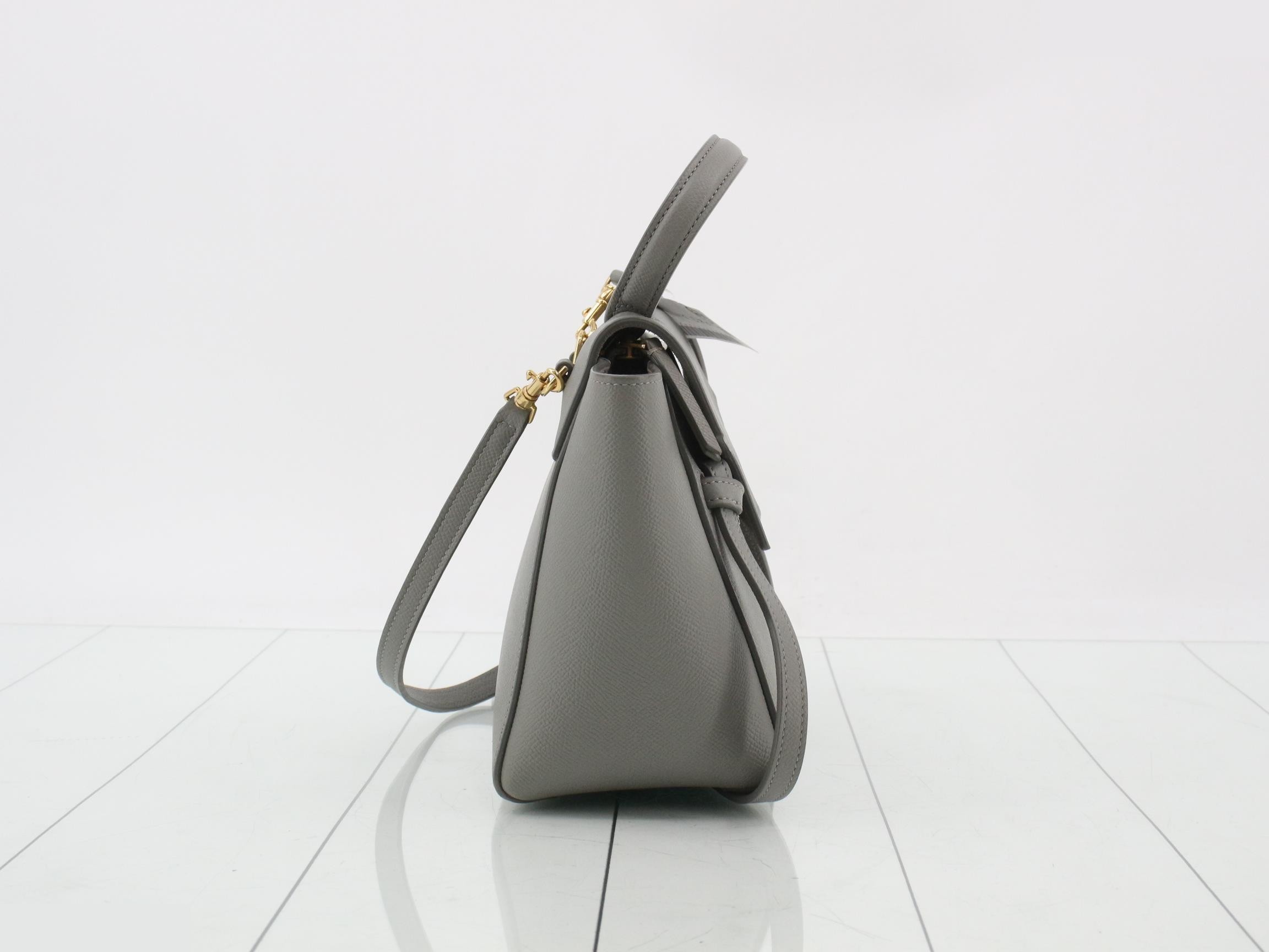 Belt bag, leather, 2-way, shoulder/handbag, gray — view 4
