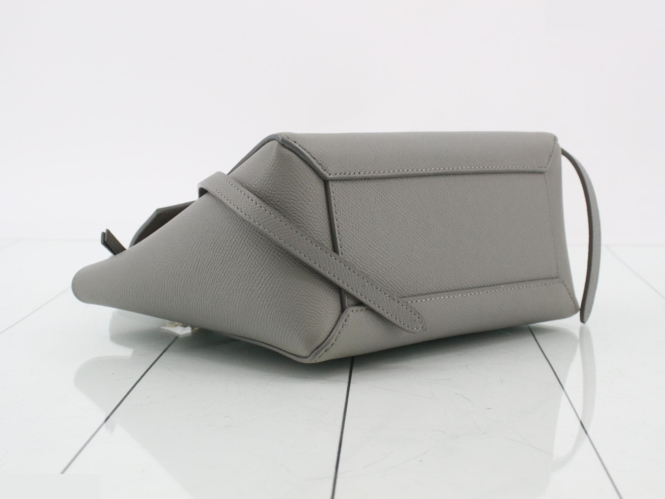 Belt bag, leather, 2-way, shoulder/handbag, gray — view 5