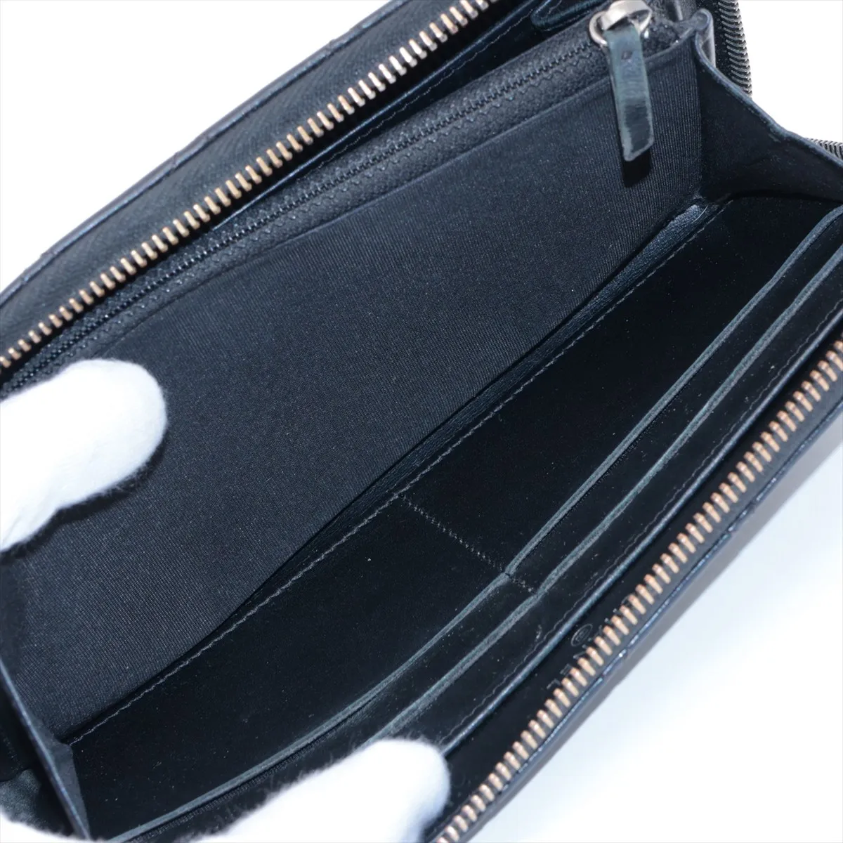 Coco Boy Lambskin Round Zip Wallet, Black with Silver Hardware, 20709736 — view 6