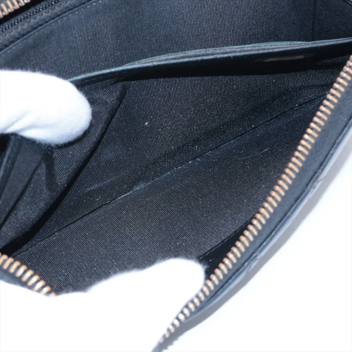 Coco Boy Lambskin Round Zip Wallet, Black with Silver Hardware, 20709736 — view 7