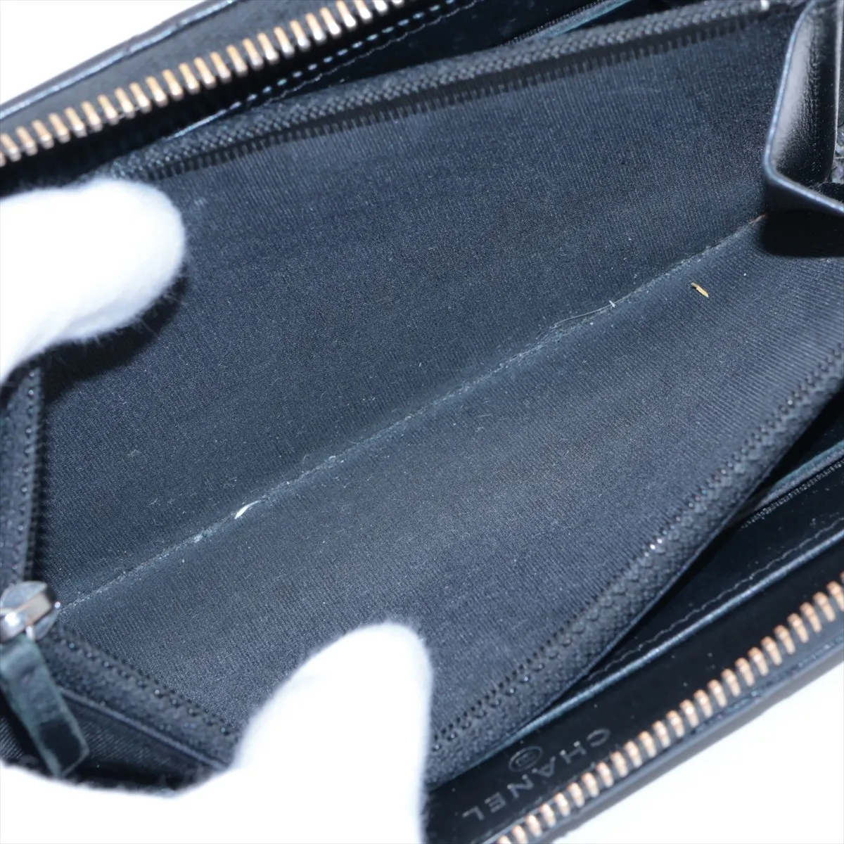Coco Boy Lambskin Round Zip Wallet, Black with Silver Hardware, 20709736 — view 8