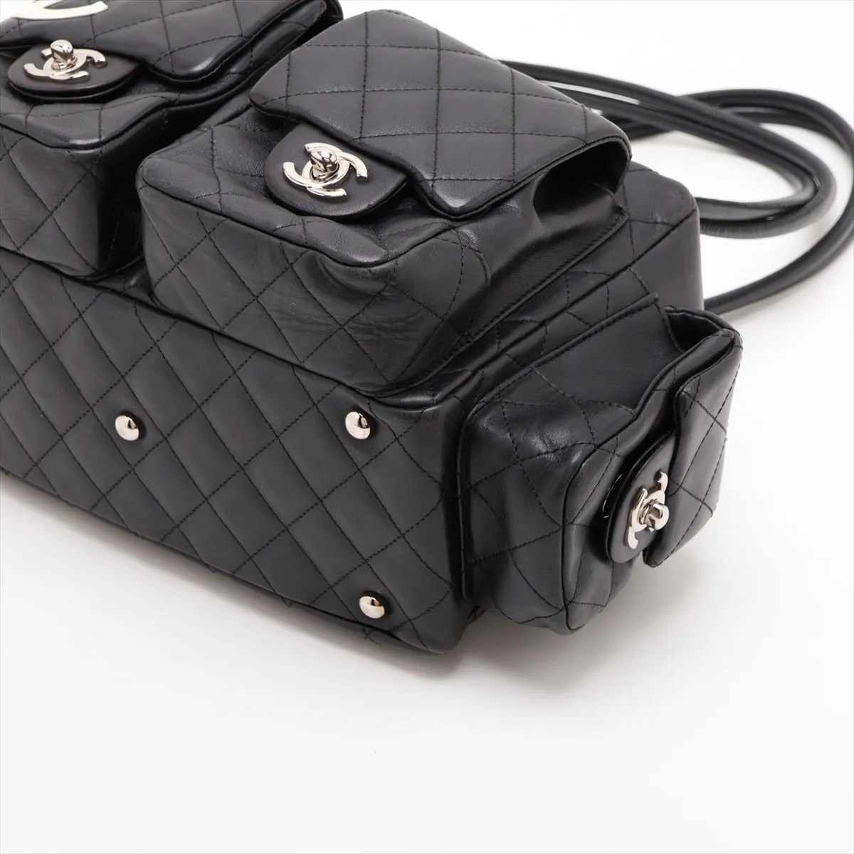 Cambon Line Lambskin Shoulder Bag, Black with Silver Hardware, 10211009 (Serial Number in the 10s) — view 3