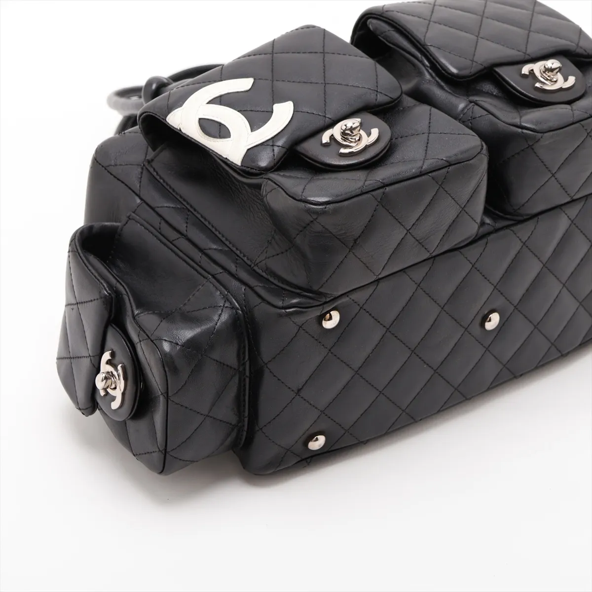Cambon Line Lambskin Shoulder Bag, Black with Silver Hardware, 10211009 (Serial Number in the 10s) — view 4
