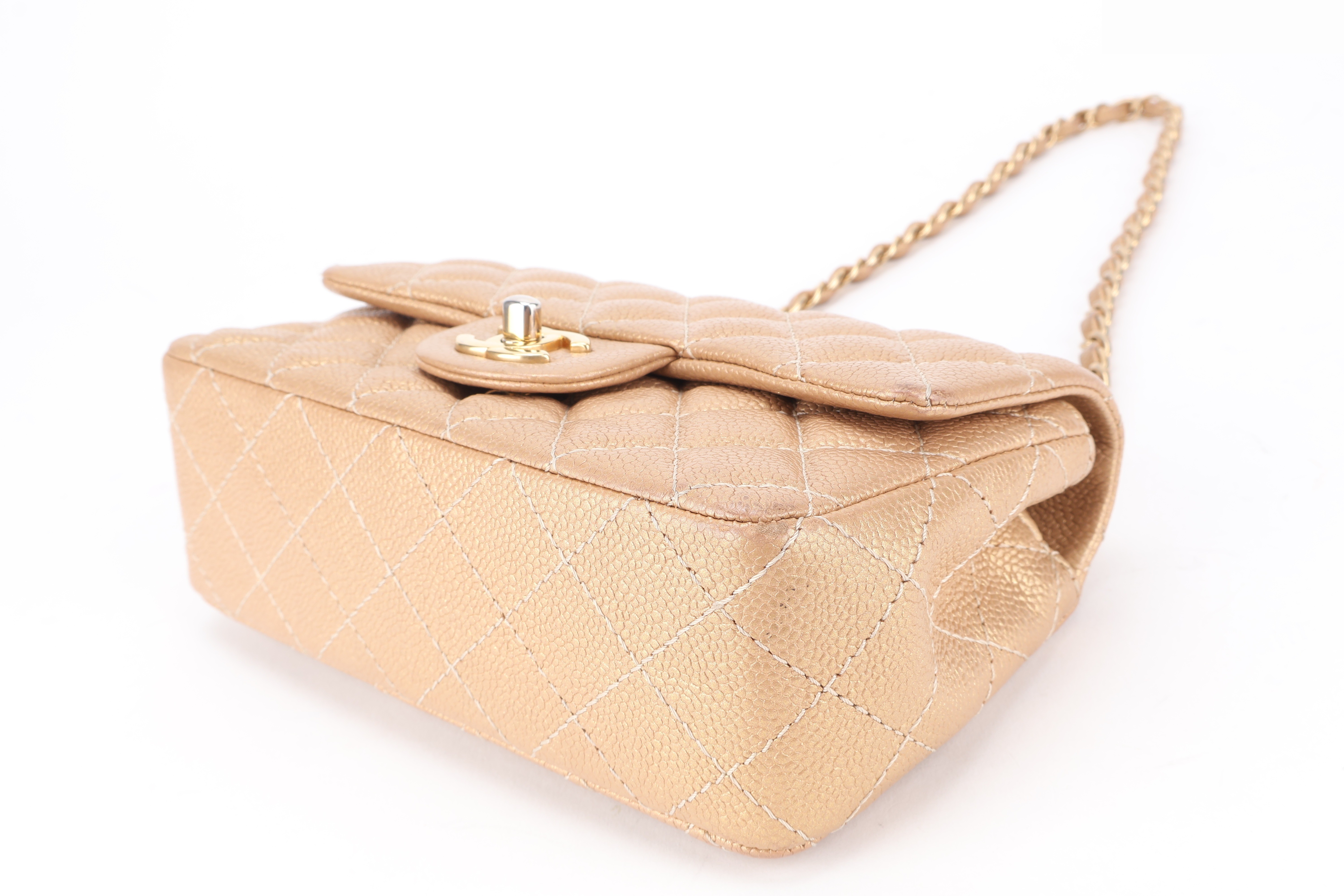CLASSIC FLAP MINI IRIDESCENT GOLD CAVIAR — view 3