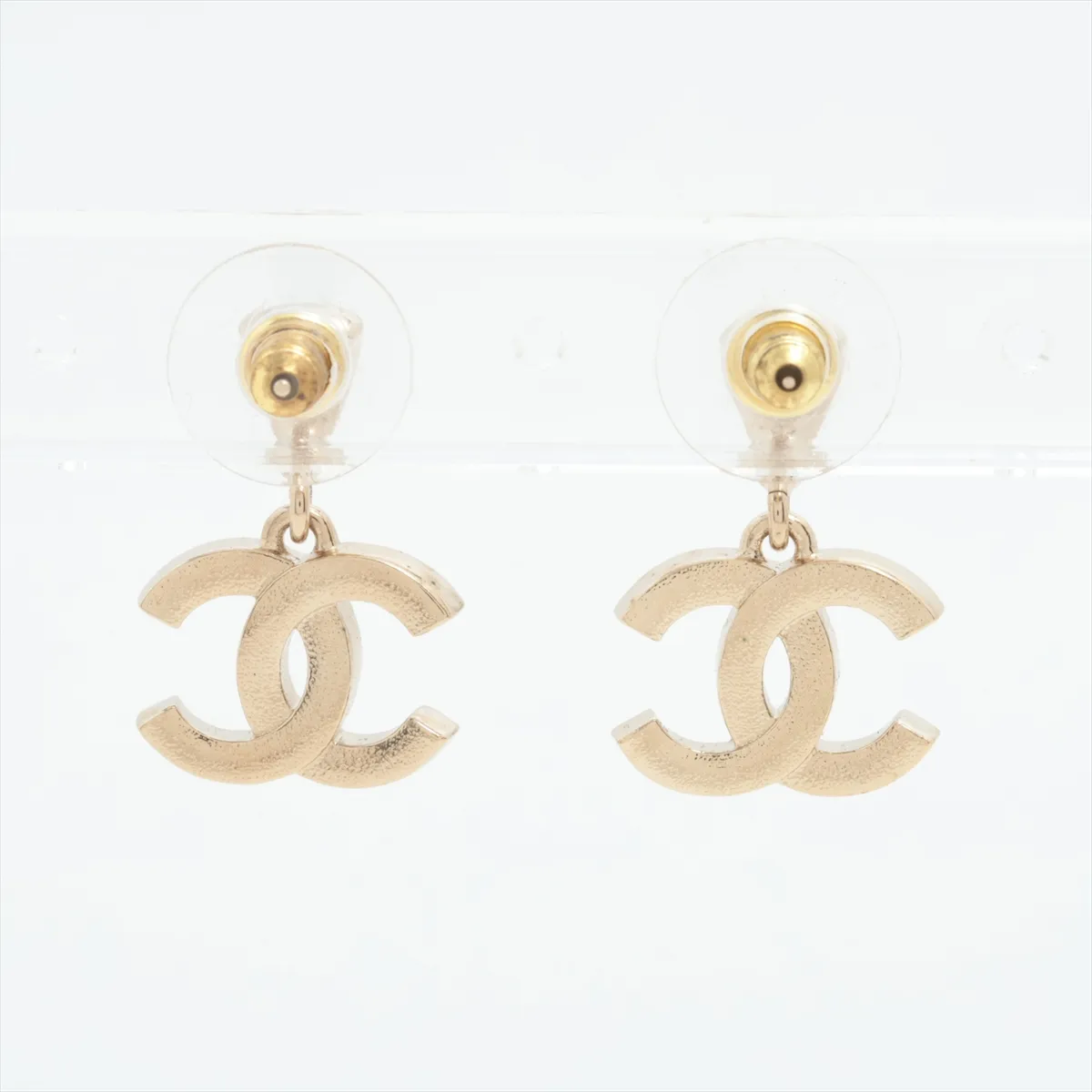Coco Mark B25V Earrings (Pair) GP x Rhinestone Gold. Shows signs of wear, — view 2