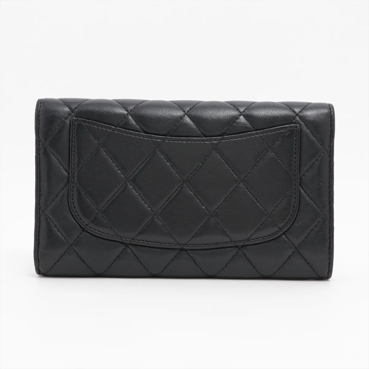 Matelassé Lambskin Long Wallet, Black with Gold Hardware, 20071320 — view 2