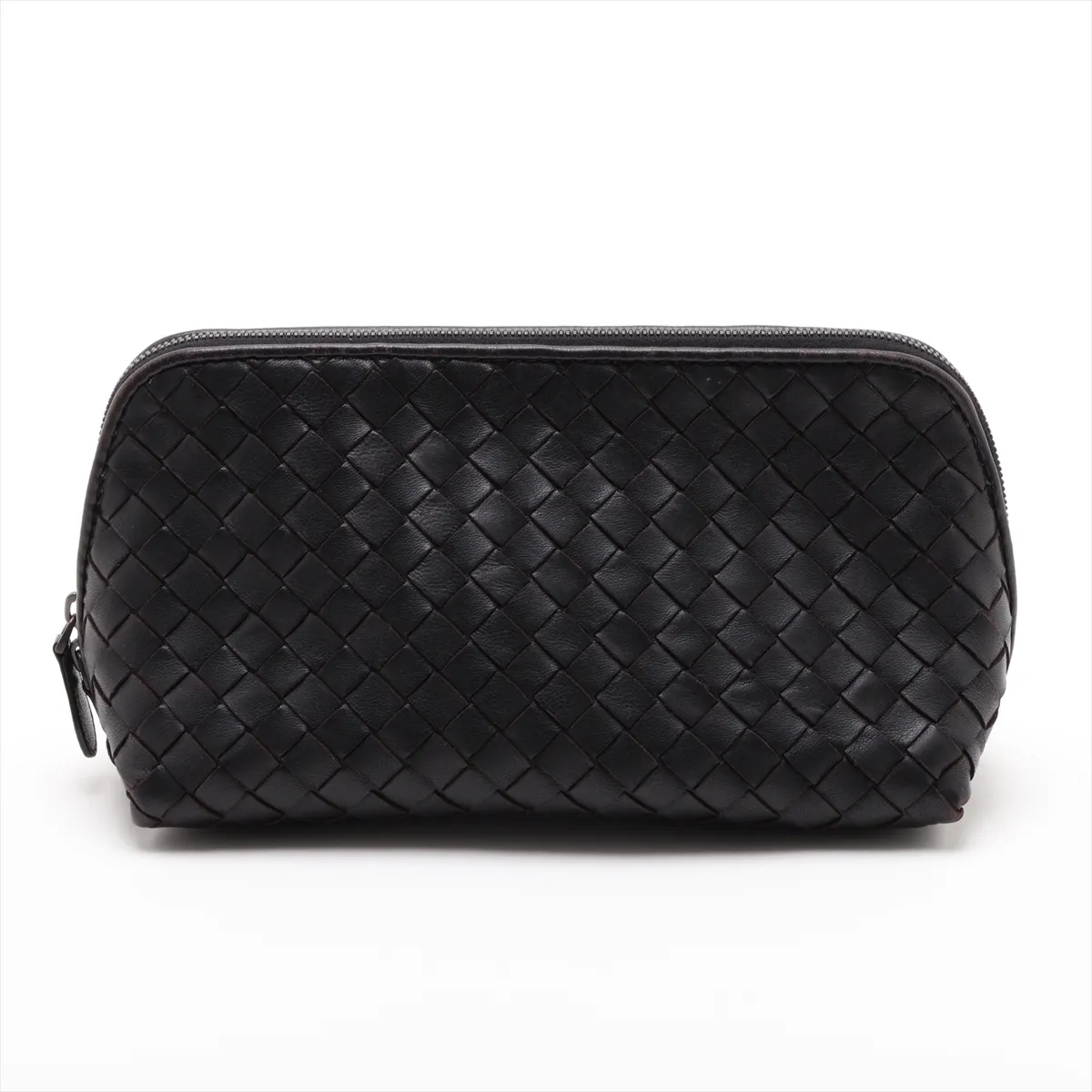 Intrecciato Leather Pouch, Black