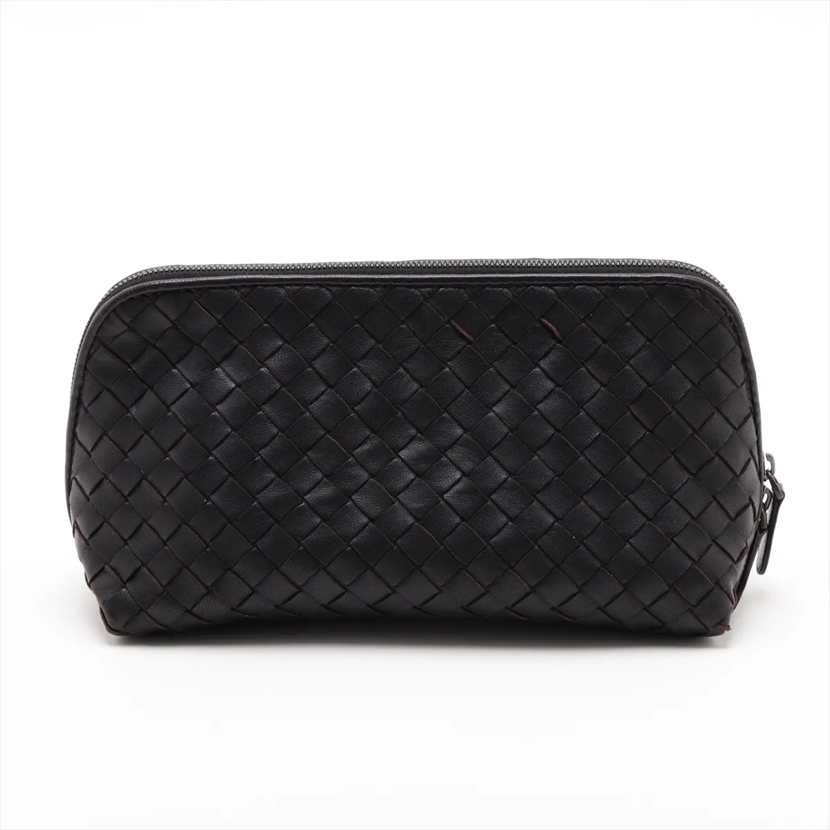 Intrecciato Leather Pouch, Black — view 2