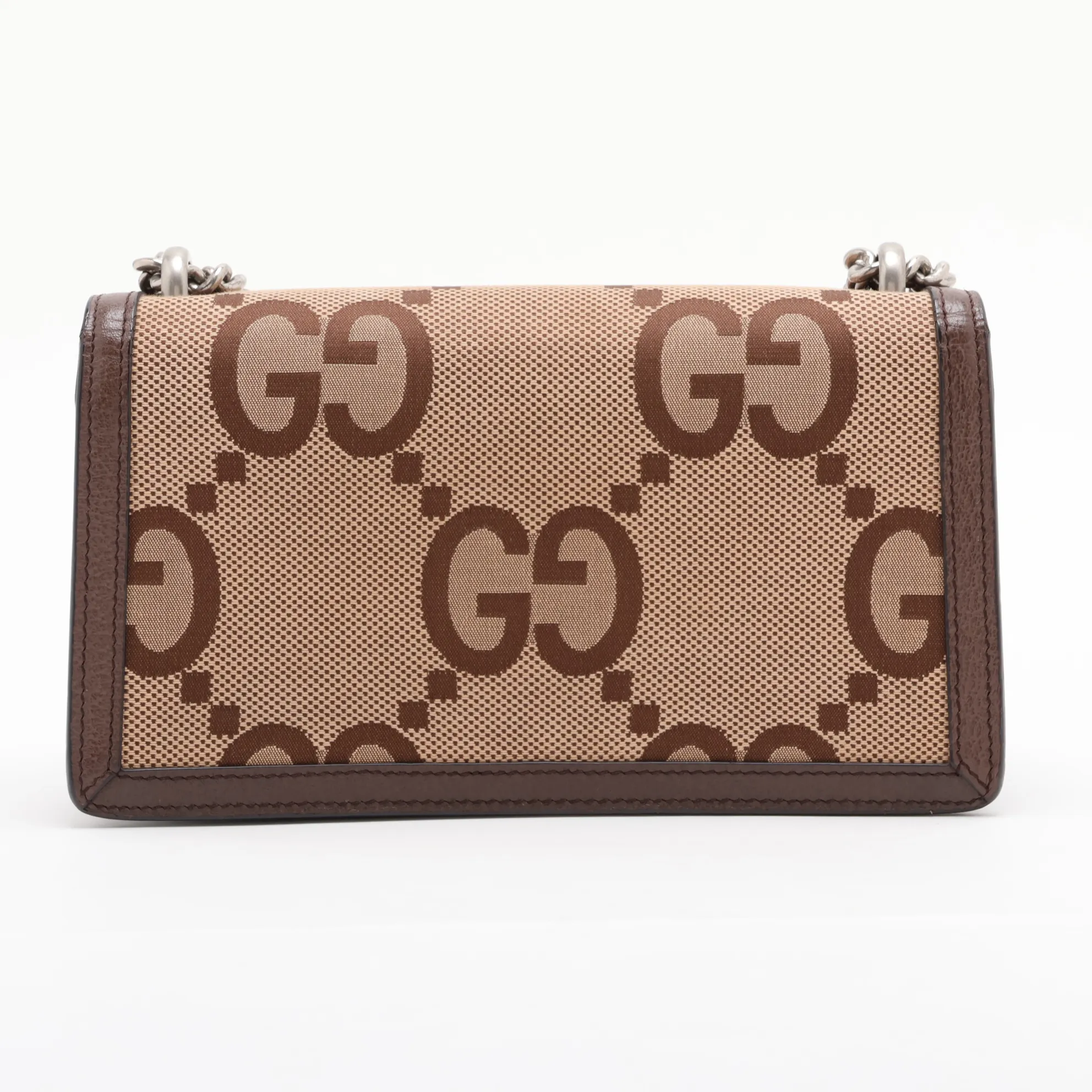 Jumbo GG Dionysus Canvas x Leather Chain Shoulder Bag, Silver, 499623 — view 2