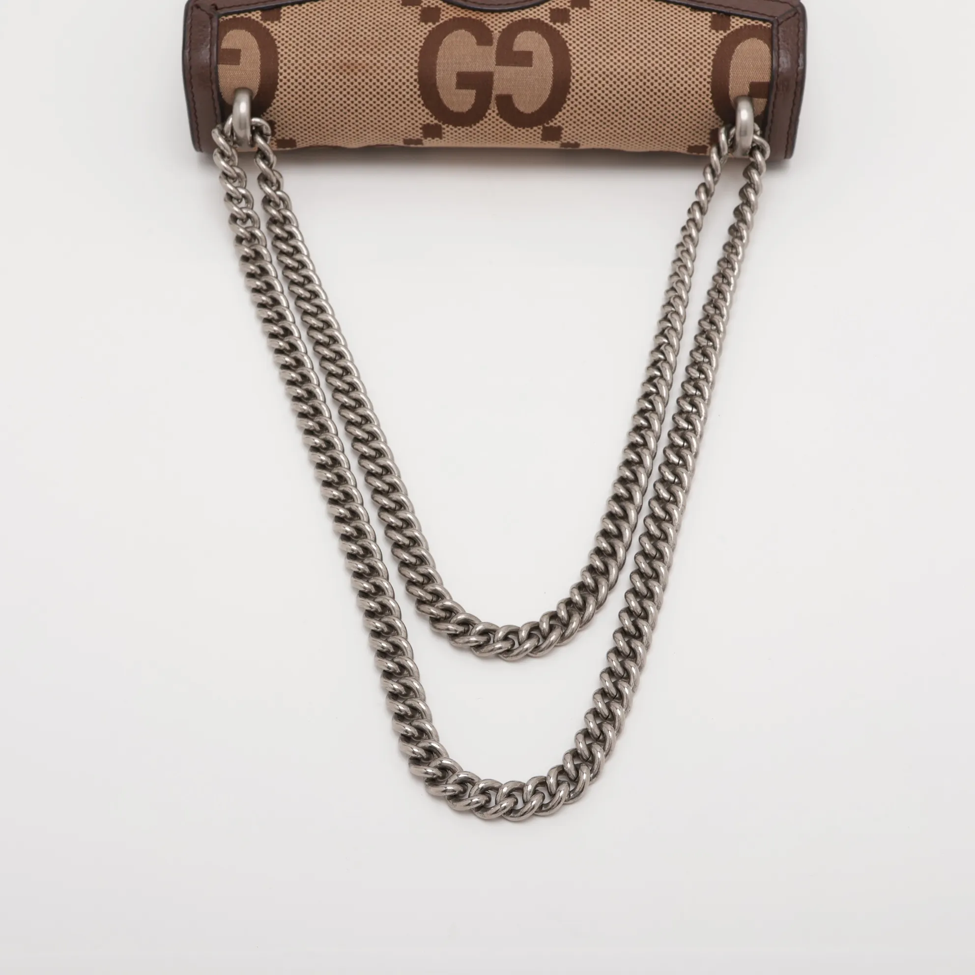 Jumbo GG Dionysus Canvas x Leather Chain Shoulder Bag, Silver, 499623 — view 5