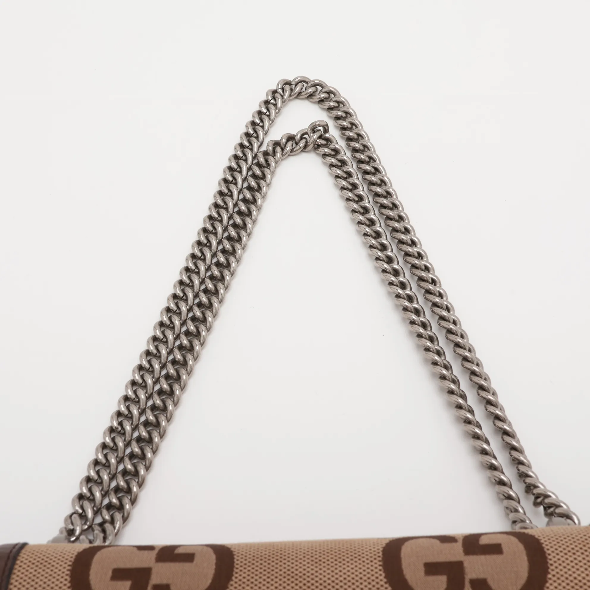 Jumbo GG Dionysus Canvas x Leather Chain Shoulder Bag, Silver, 499623 — view 6