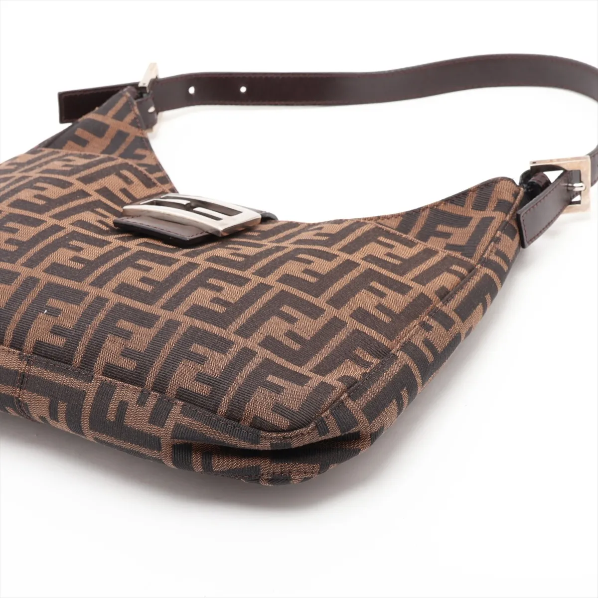 Zucca Canvas x Leather Shoulder Bag, Brown — view 3