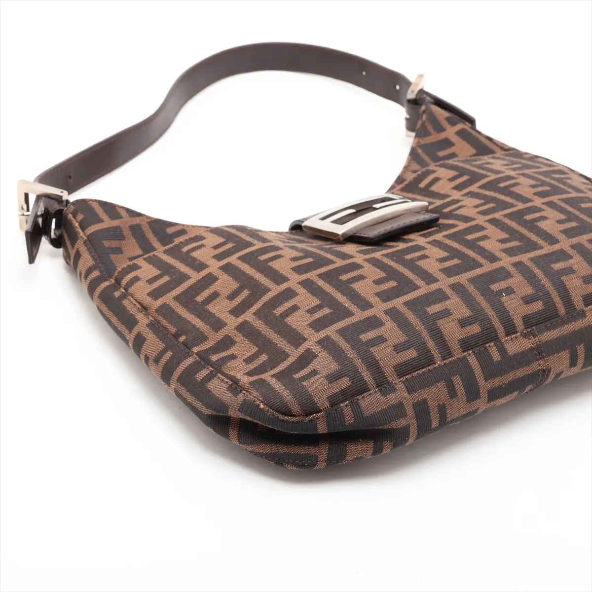 Zucca Canvas x Leather Shoulder Bag, Brown — view 4