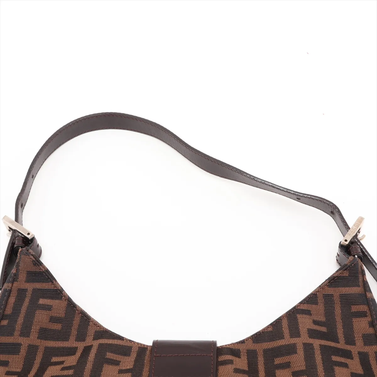 Zucca Canvas x Leather Shoulder Bag, Brown — view 6