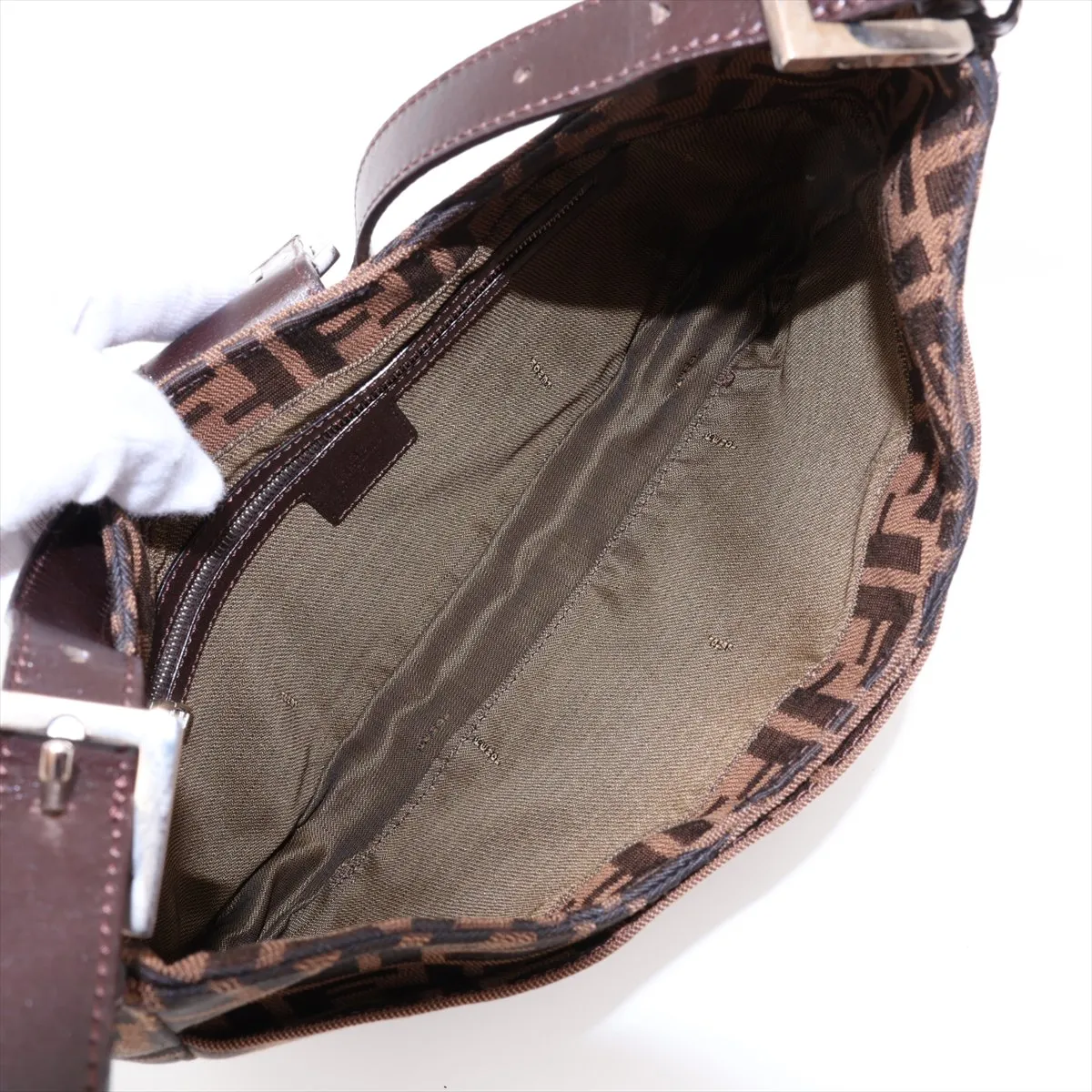 Zucca Canvas x Leather Shoulder Bag, Brown — view 7