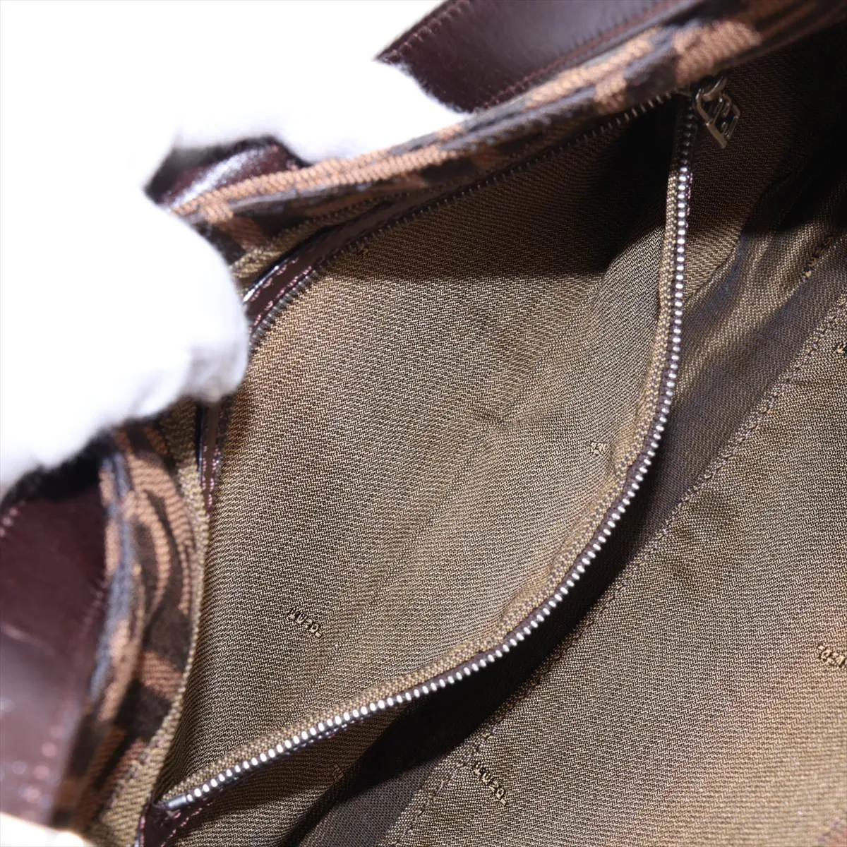 Zucca Canvas x Leather Shoulder Bag, Brown — view 8