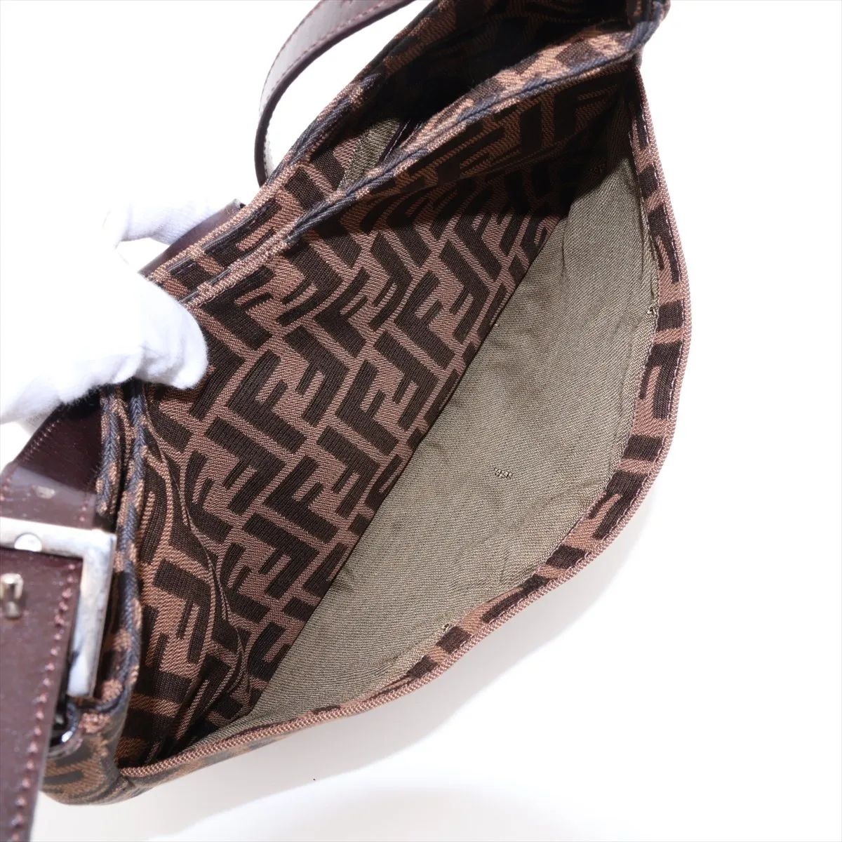 Zucca Canvas x Leather Shoulder Bag, Brown — view 9